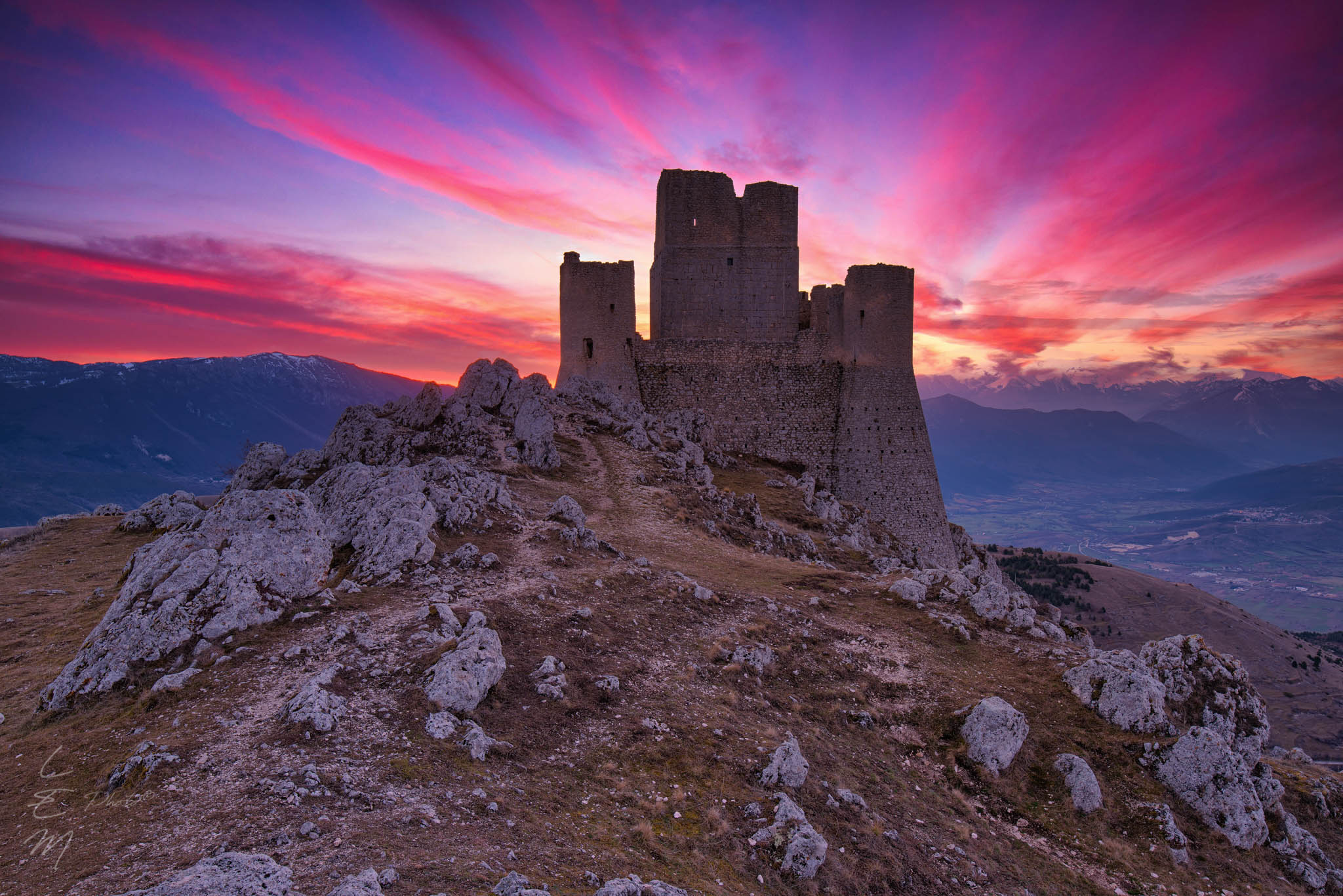 rocca, calascio, l'aquila, mountain, rocks, sunset, Enrico Luzi