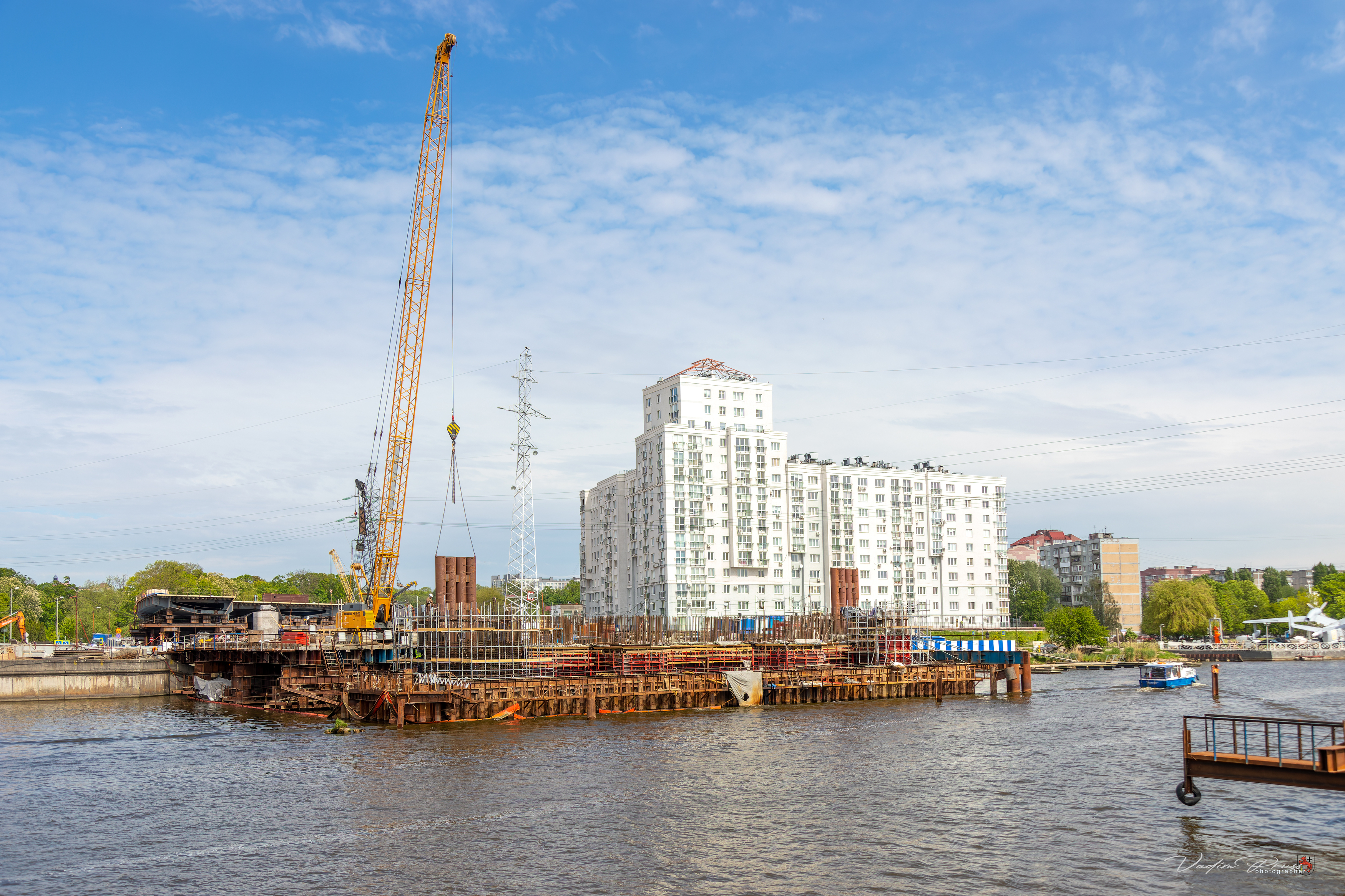 мост, Преголя, стройка, архитектура, Россия, Калининград, фотография, Свирин Вадим, река, дом, 2024, bridge, Pregolya, construction, architecture, Russia, Kaliningrad, photography, Vadim Svirin, river, house, Vadim Svirin