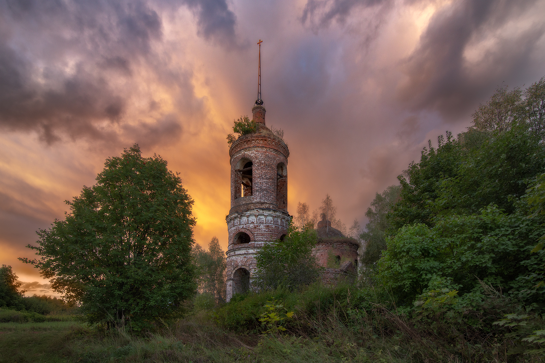 церковь, пейзаж, небо, лето, гроза, Макаров Роман