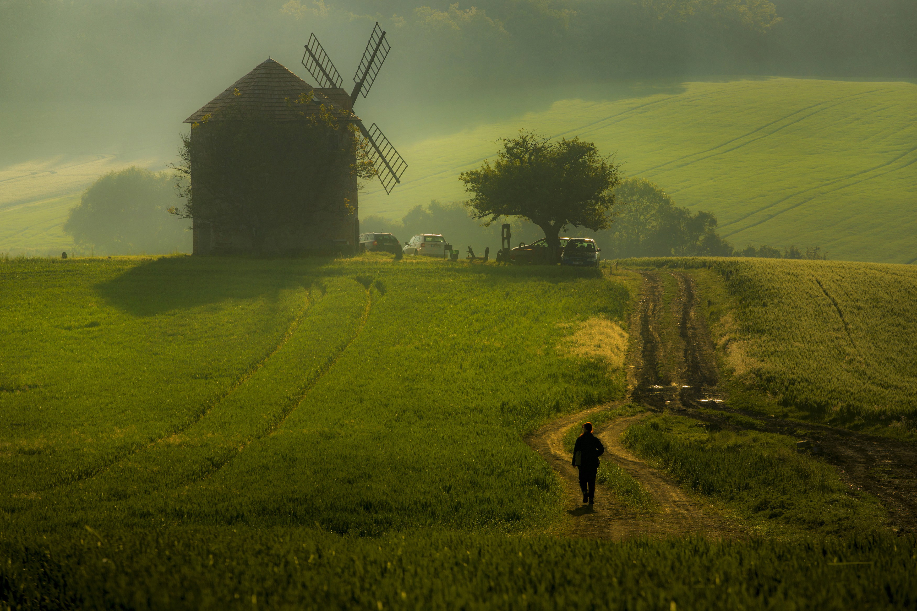 Agricultural, Field, Rural, Grass, Farm, Landscape, Moravske-Toskansko, Wildmill, Czech-Republic, Moravia, Sunrise, Damian Cyfka
