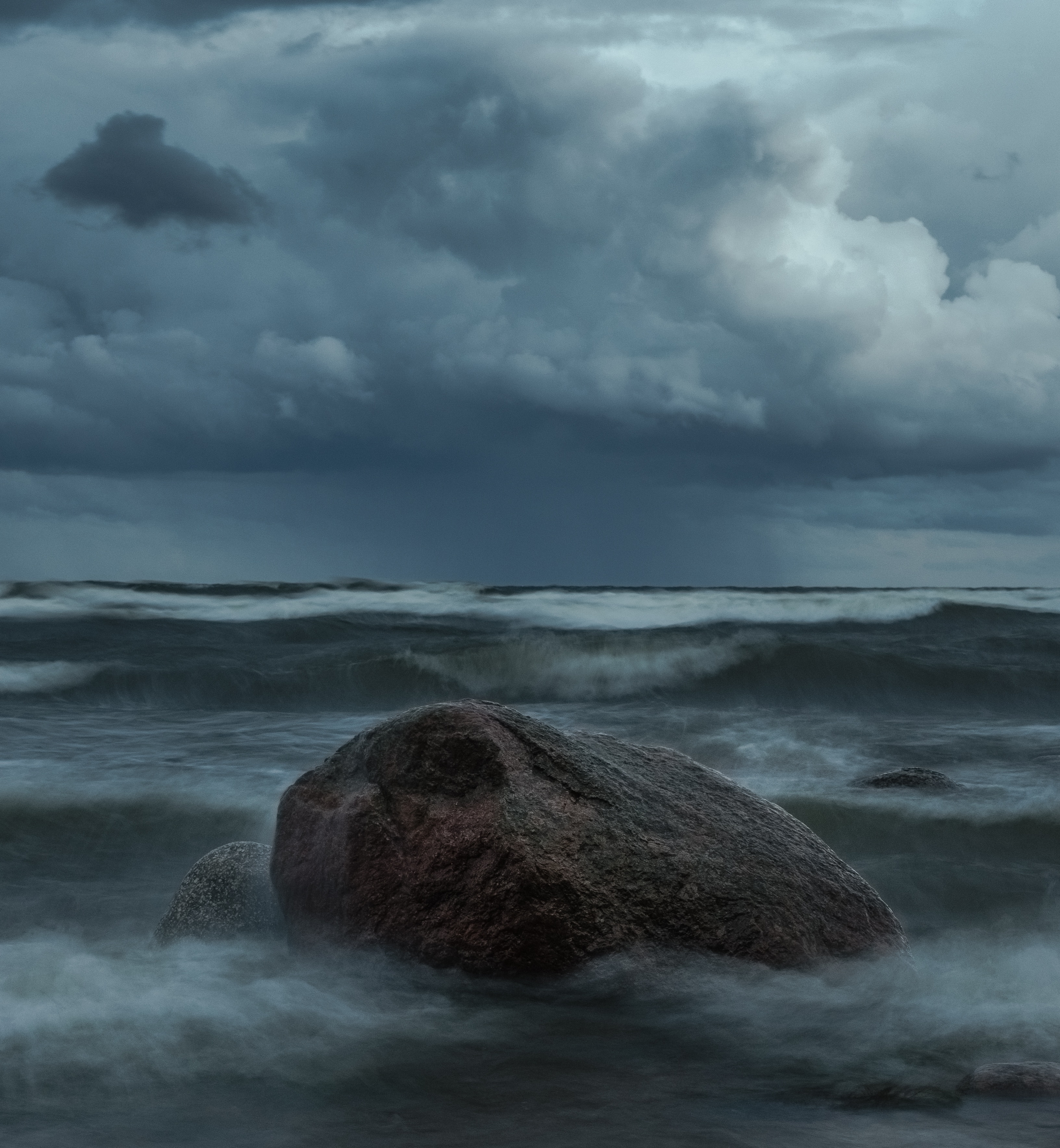 залив, финский залив, море, камень, волны, облака, небо, wave, bay, sky, cloud, long exposure, Alexey S