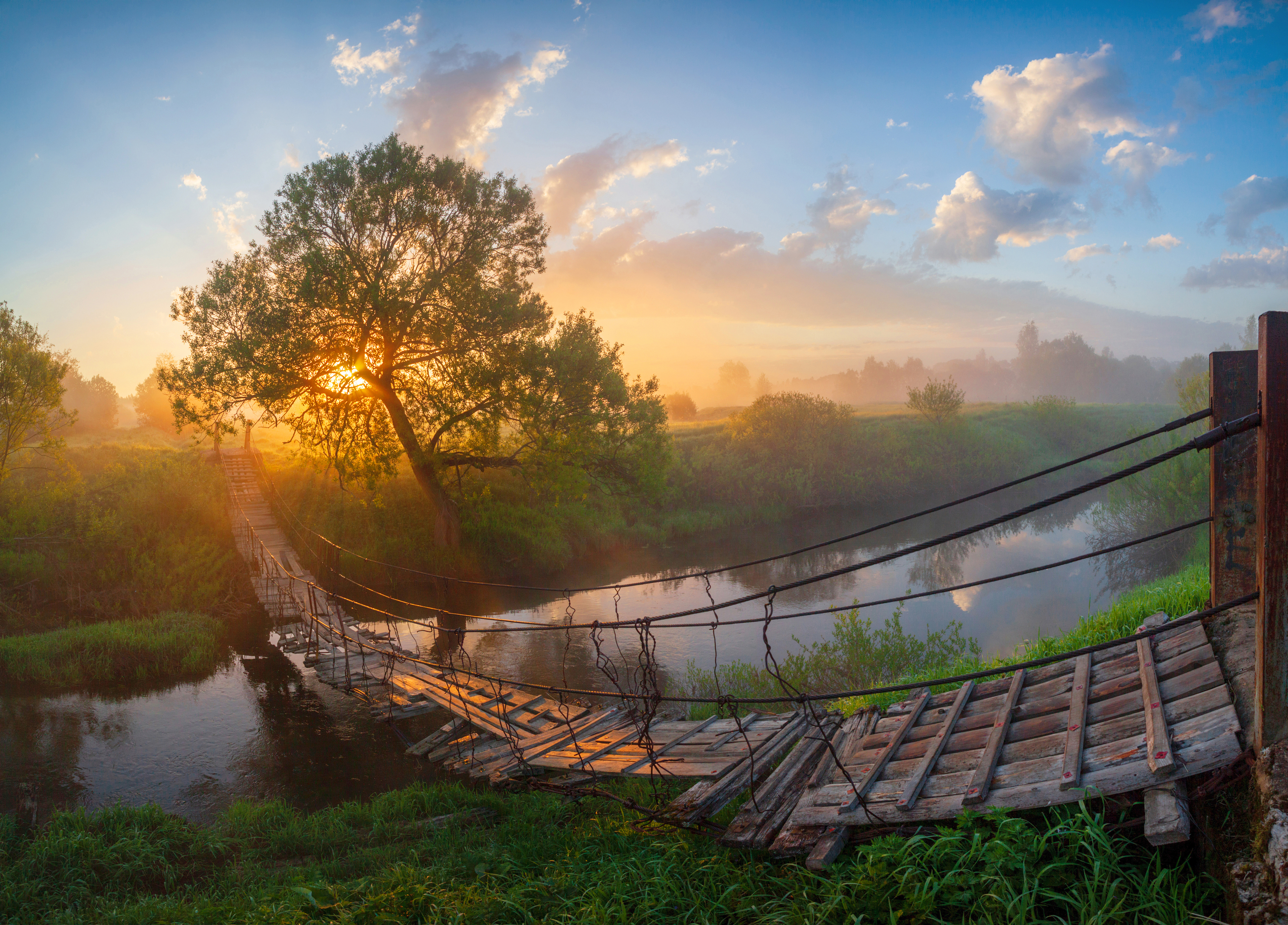 утро, река , мостик, весна, Свистков Александр