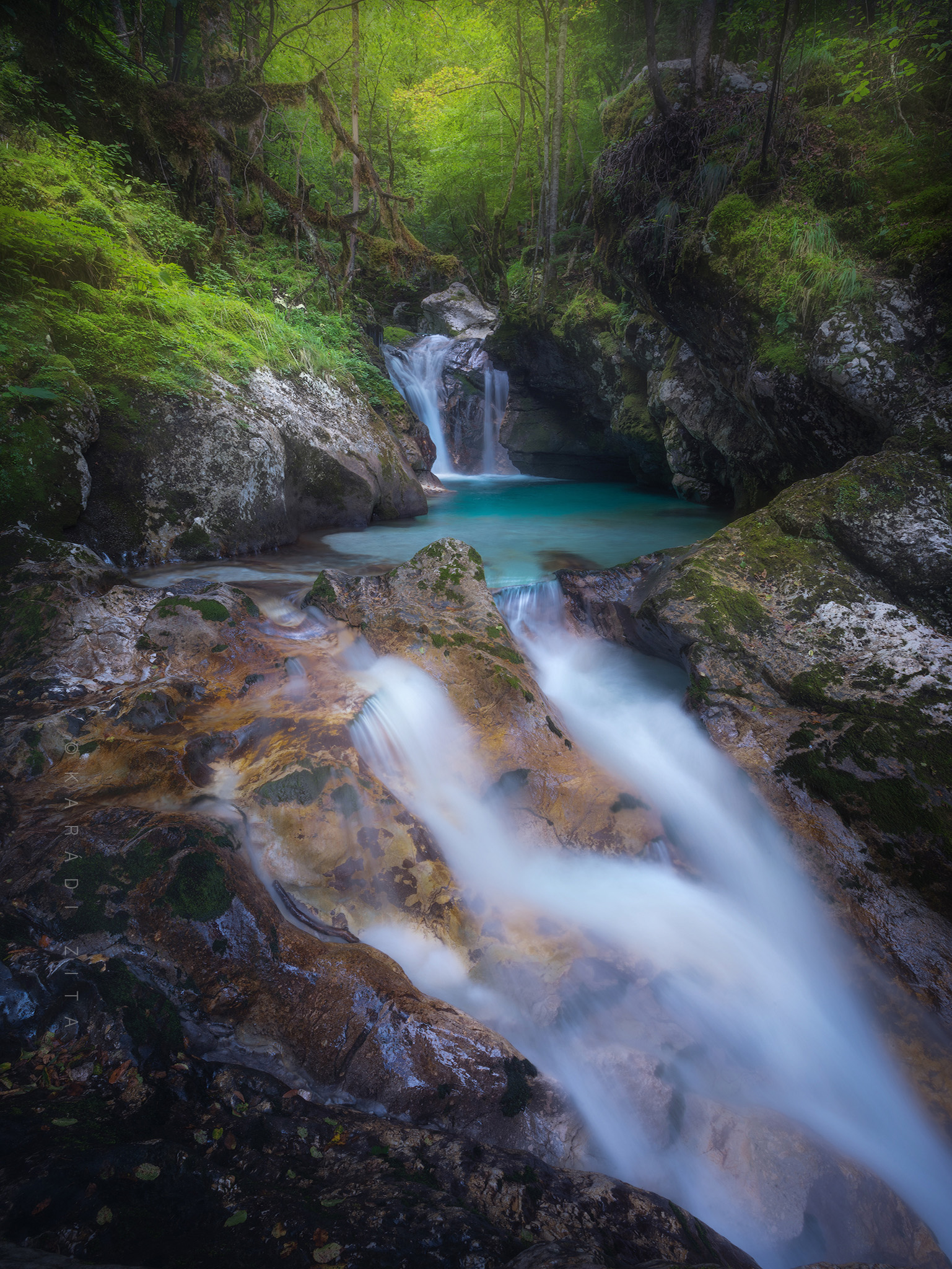 slovenia river fall waterfall landscape longexpo green canyon, Karádi Zita