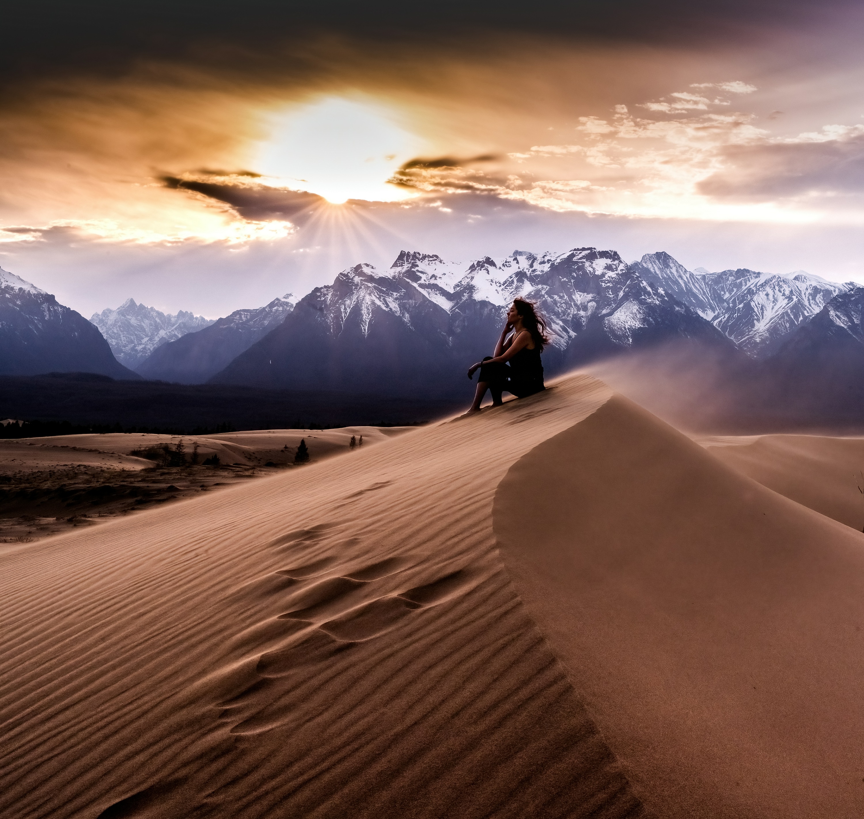 пейзаж, закат, дюна, пески, пустыня, девушка, landscape, sunset, world traveler, desert, Karasev Pavel