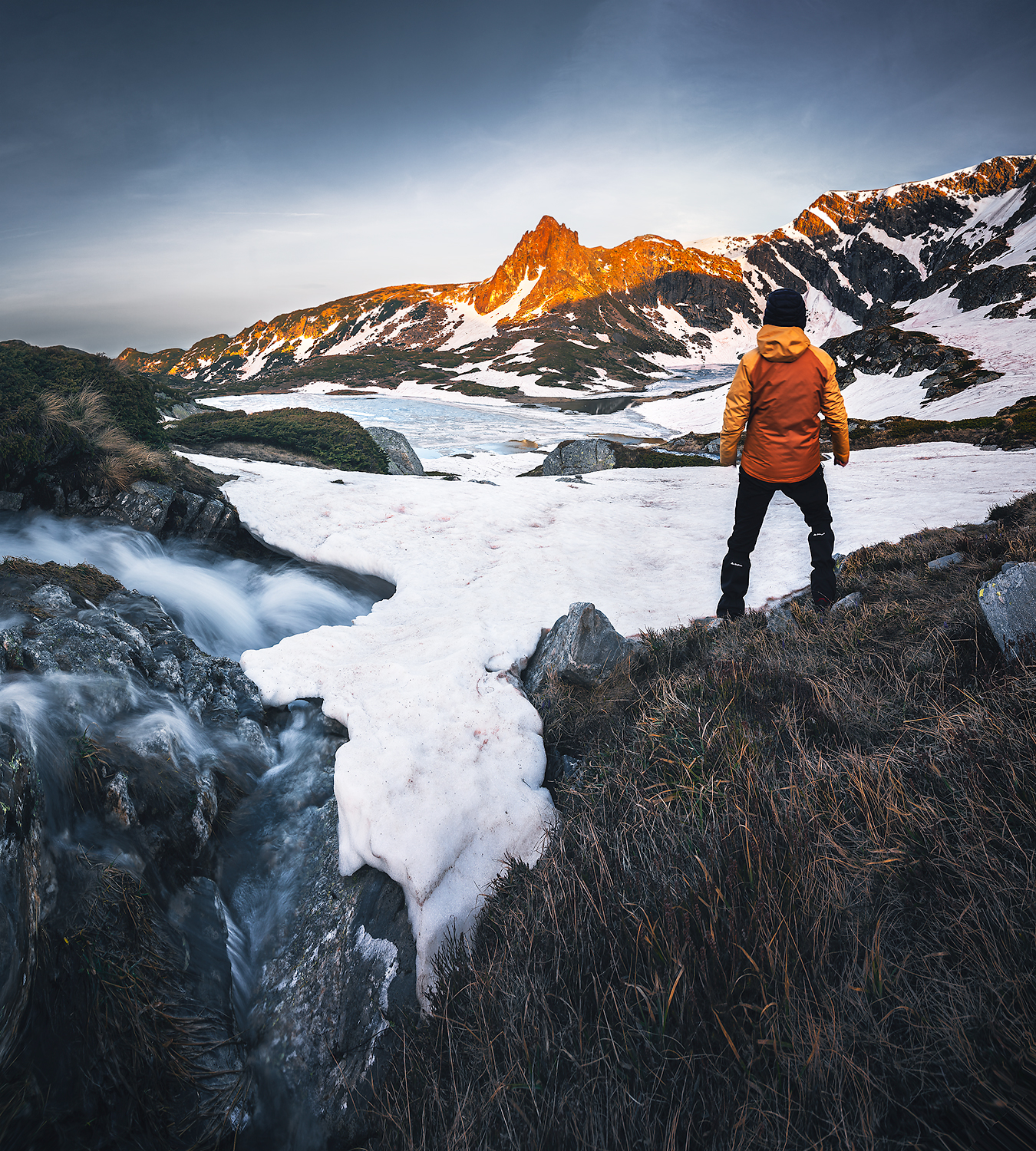 landscape nature scenery spring peak lake waterfall sunset evening snow ice mountain bulgaria весна горы, Александър Александров