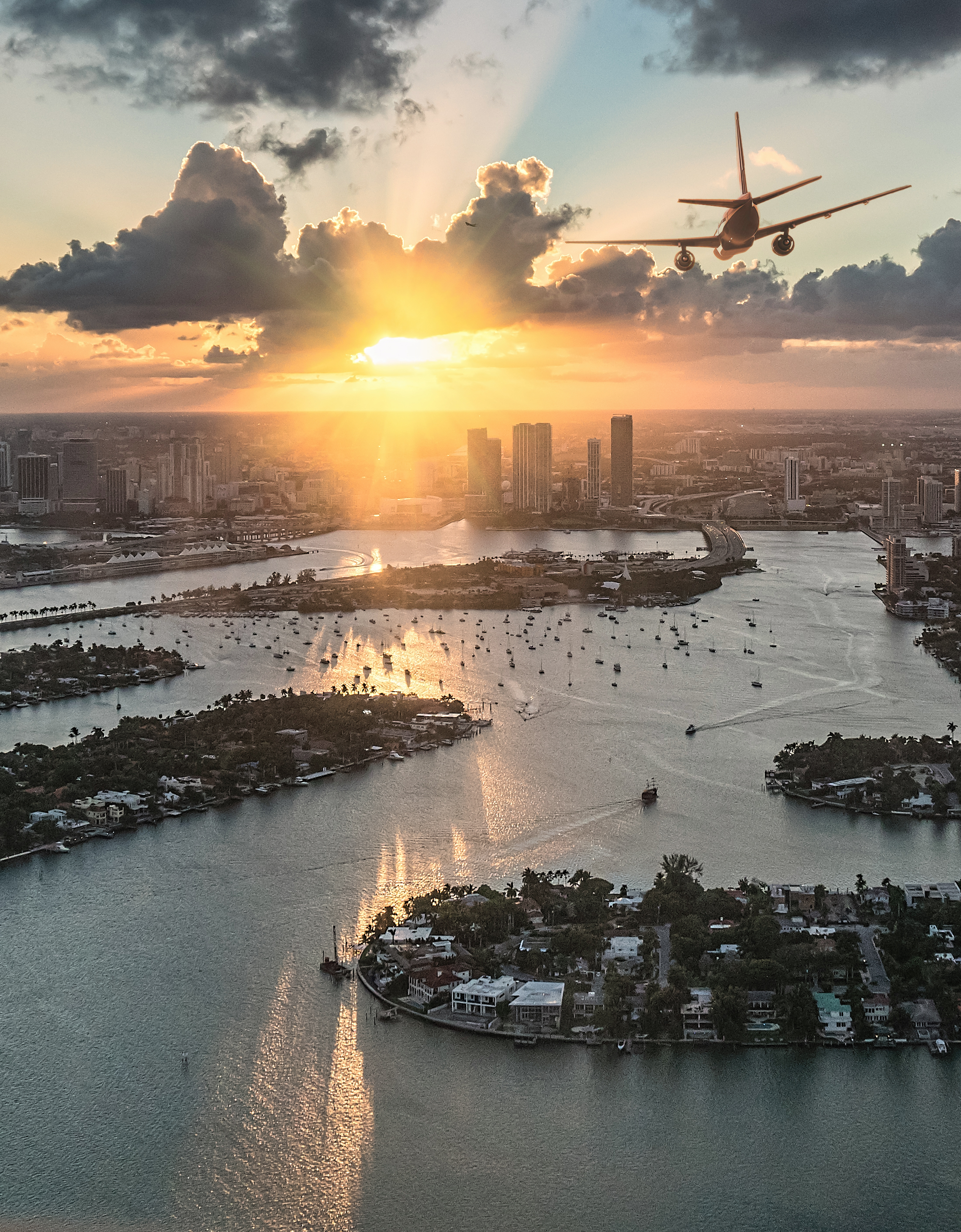 Майами, панорама, США, Америка, Флорида, самолет, с самолёта, Аэросъёмка, Ашот Григорян