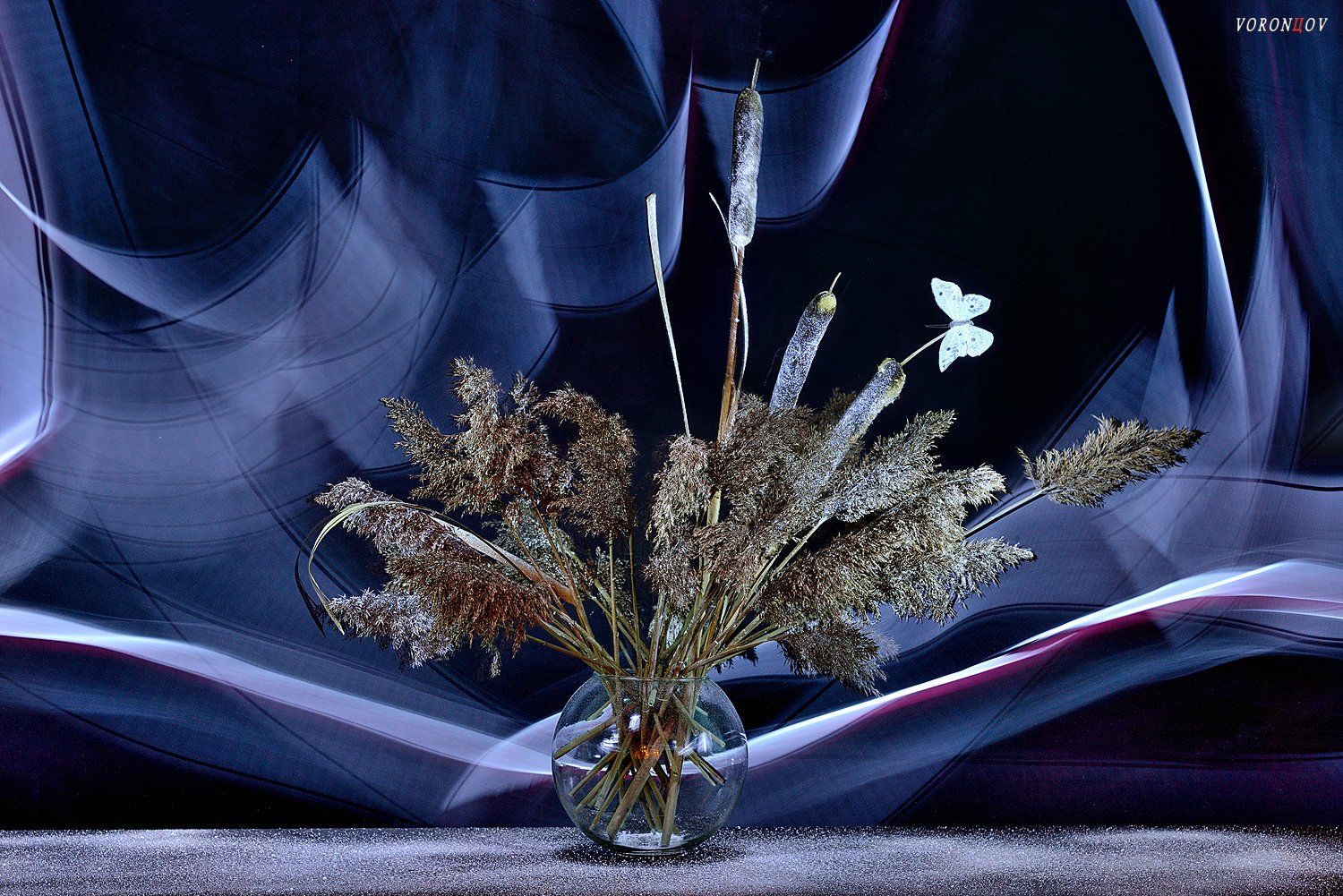 Букет, ваза, цветы, камыши, световая кисть, Алексей Воронцов