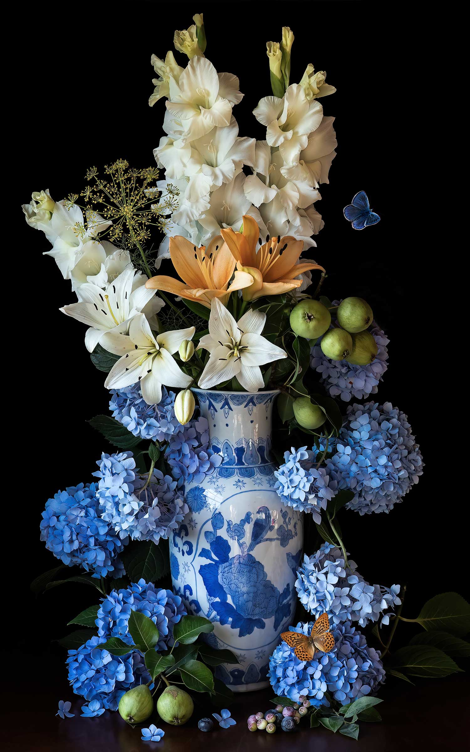 hydrangeas, lilies, floral, still life photography, Слуцкая Яна