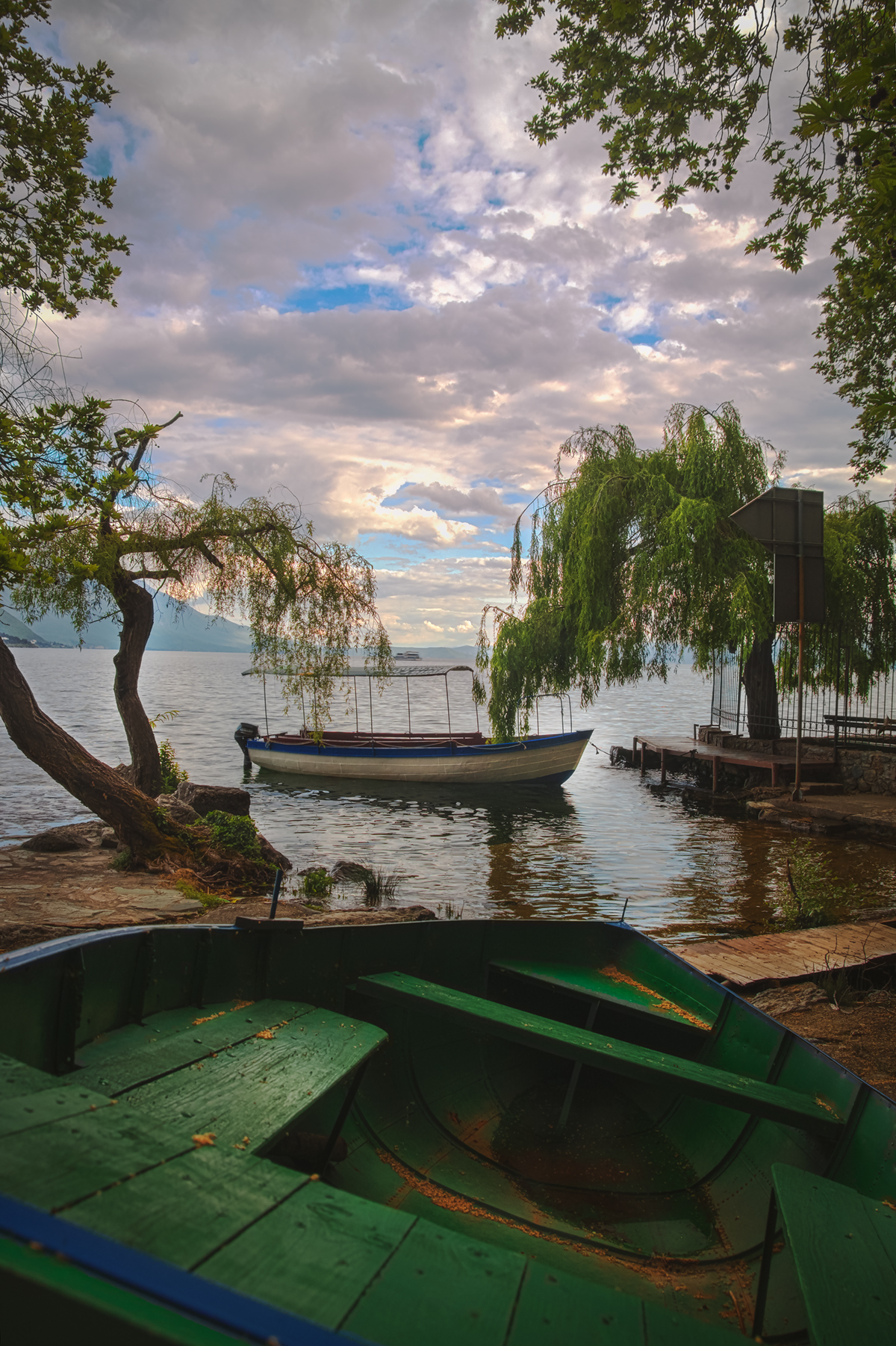 landscape, lake, boats, trees, nature, Vania Tonova