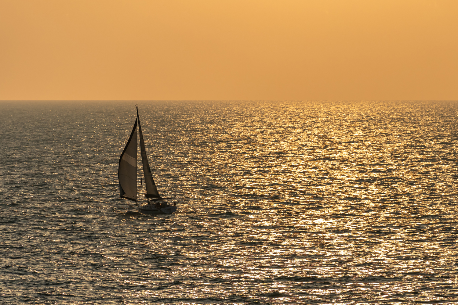 sea, seascape, sunset, boat, Nikolay Tatarchuk
