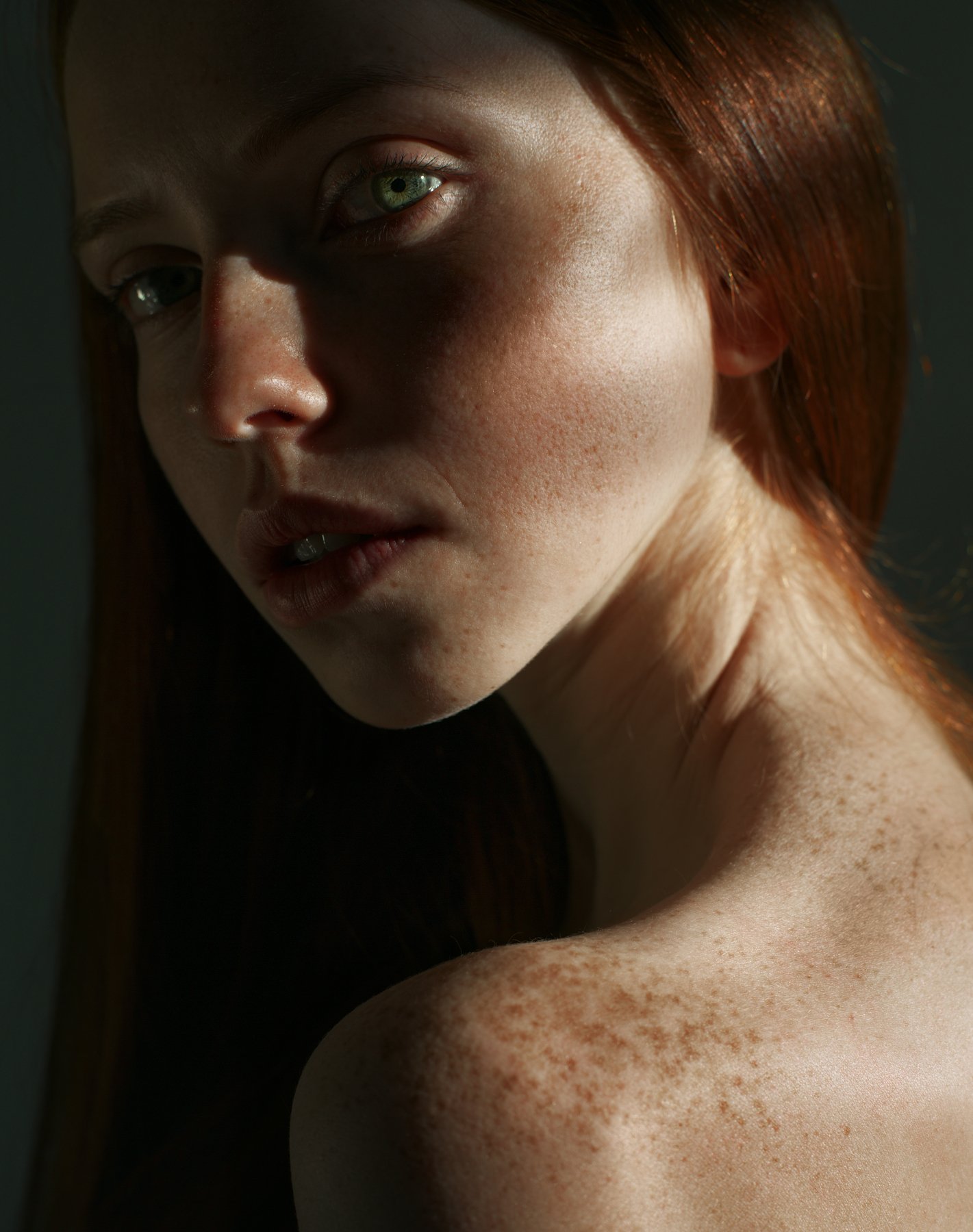 girl, portrait, ginger, freckles, green, eye, color, red, , Роман Филиппов