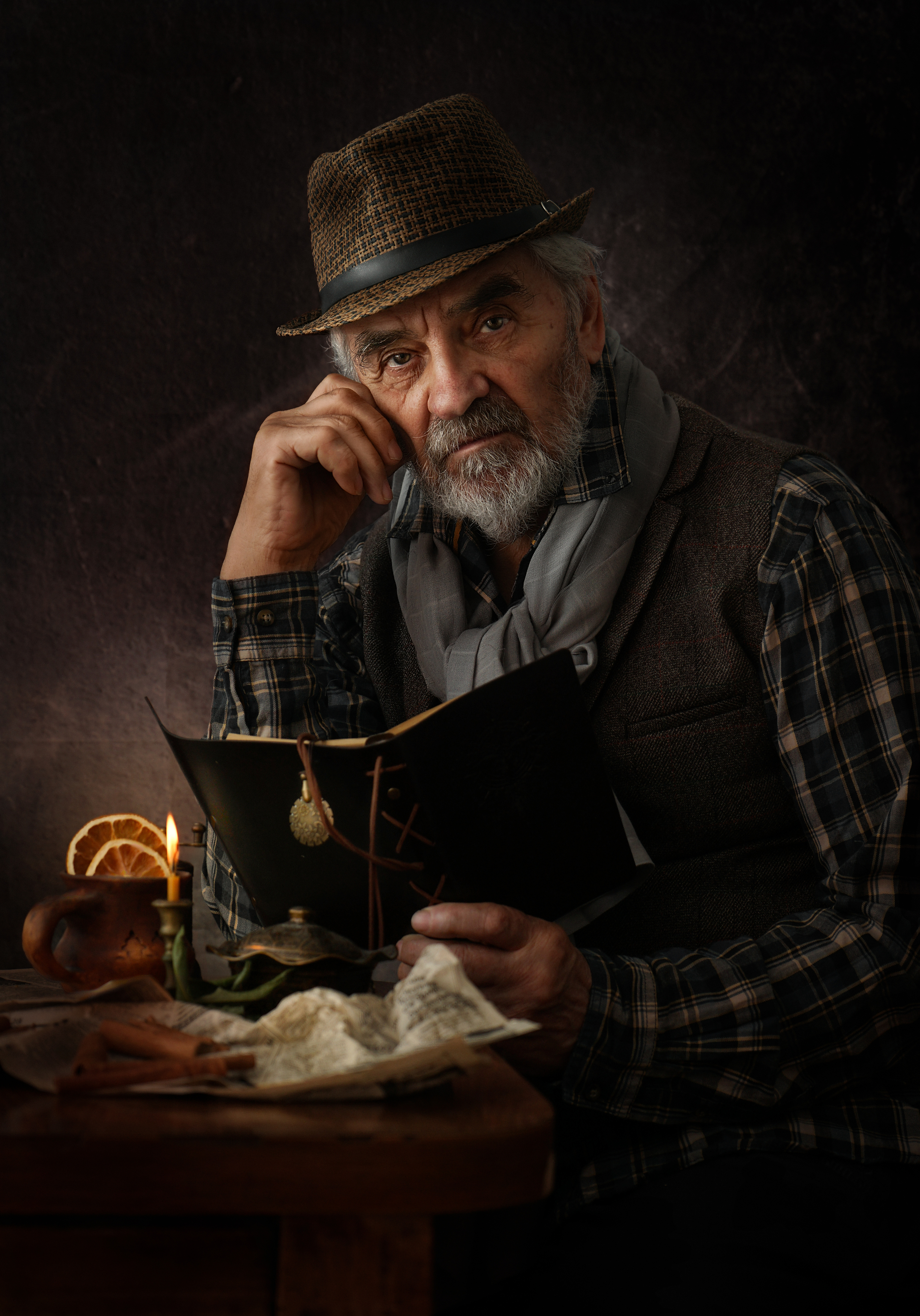 мужской портрет,мужчина с бородой,старик в шляпе, Татьяна Звада