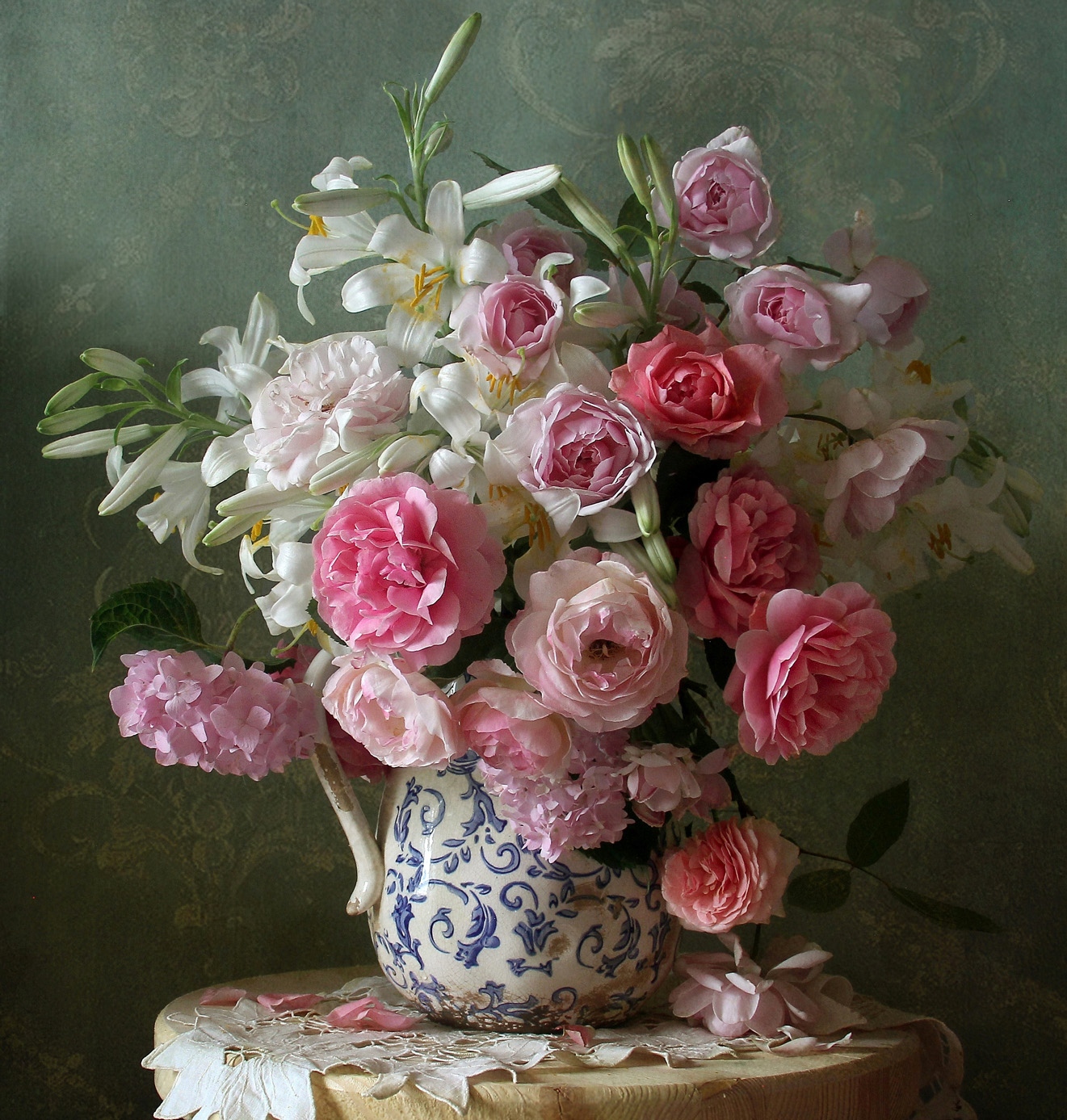 натюрморт, цветы, розы, лето, марина филатова, лилии, Марина Филатова