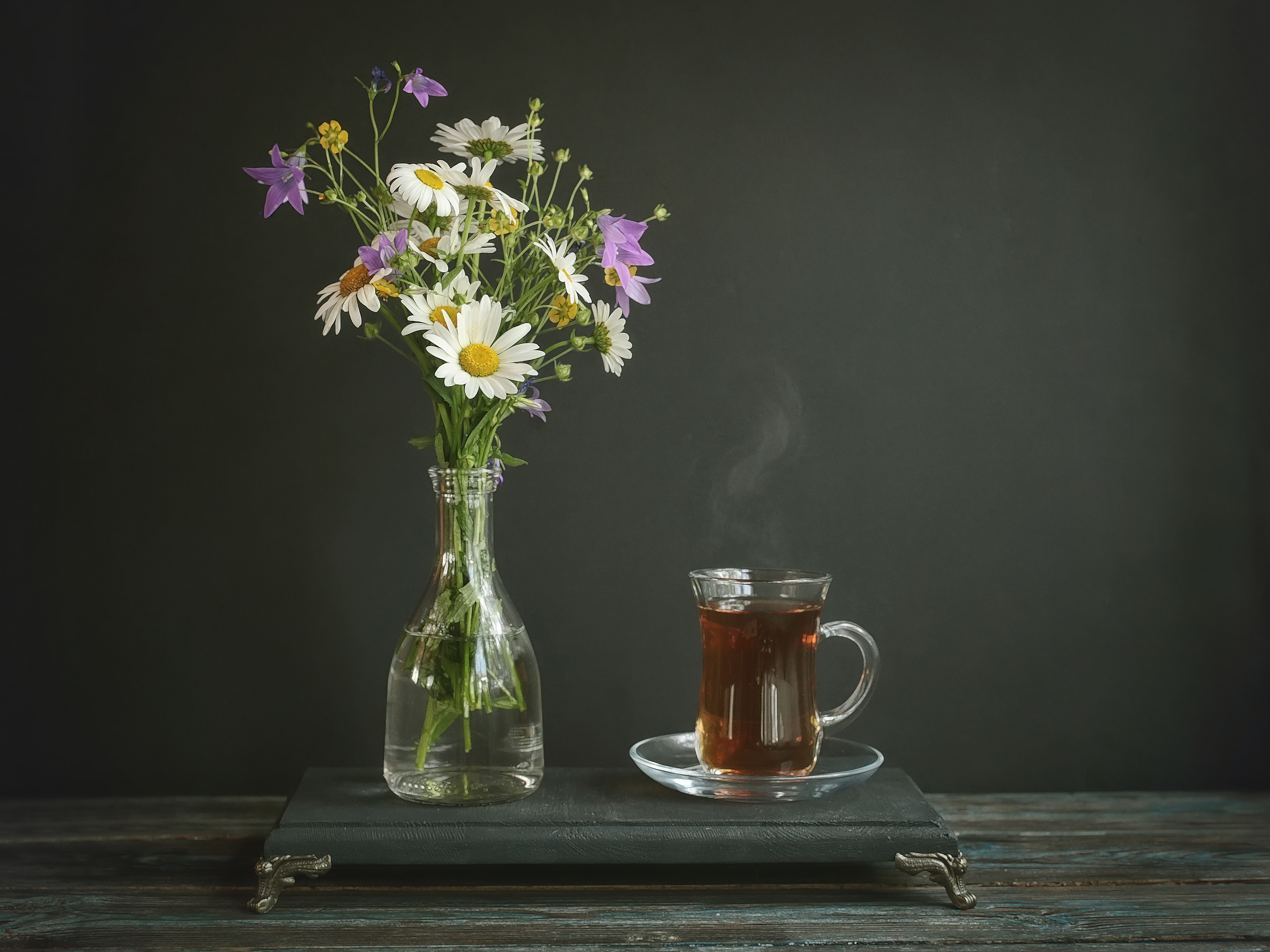 натюрморт, чашка чая, чайник, темный фон, flowers, tea, still life, drink, aroma, cup, чашка, Стасов Виталий