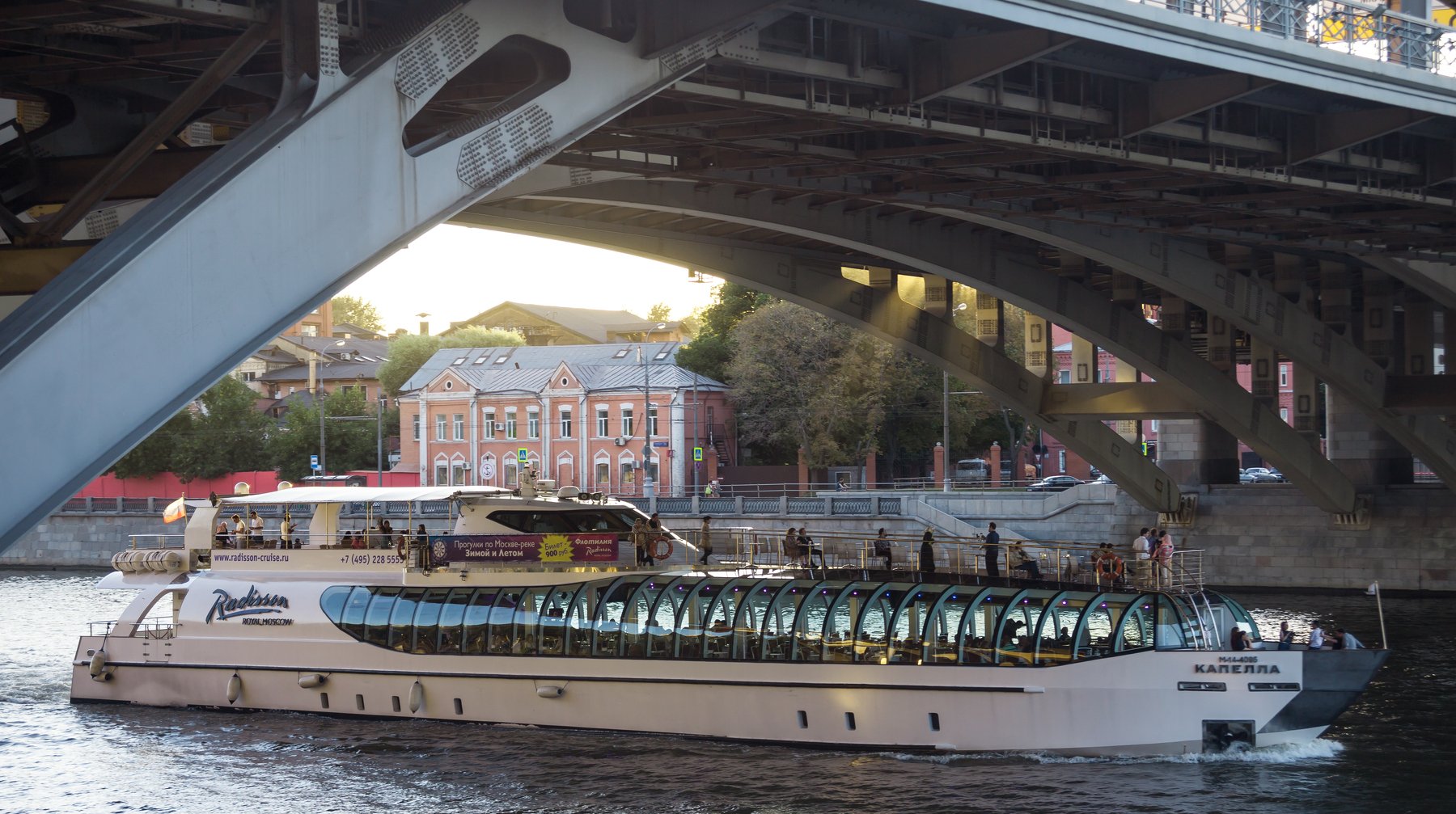 корабль, теплоход, Москва, река, мост, лето, техника, сооружения, Иван Губанов