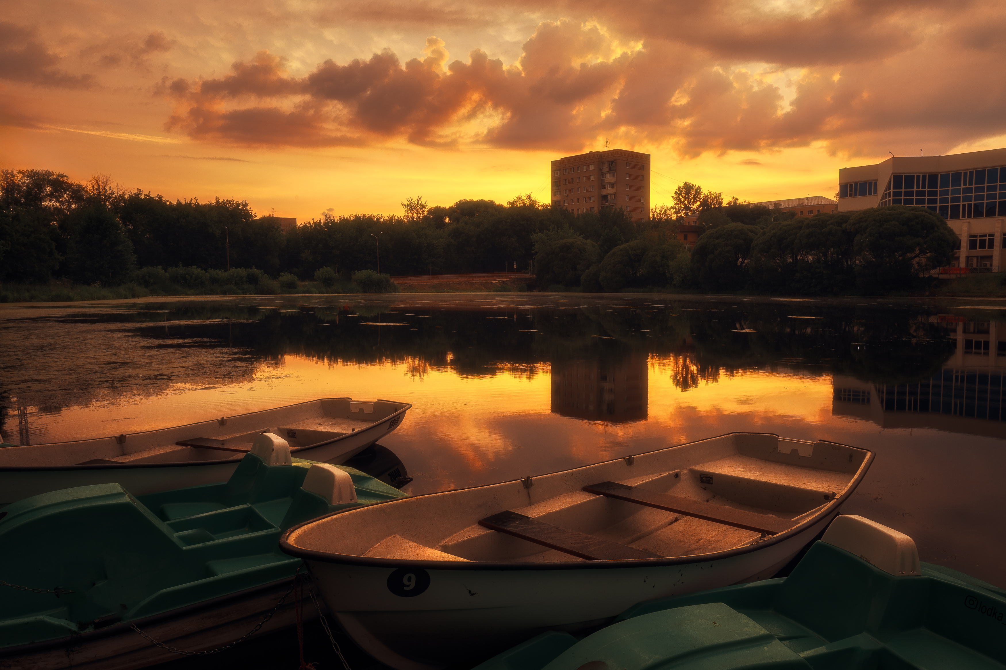 природа, лодки, пейзаж, река, рассвет, Московская область, отражение, Мартыненко Дмитрий