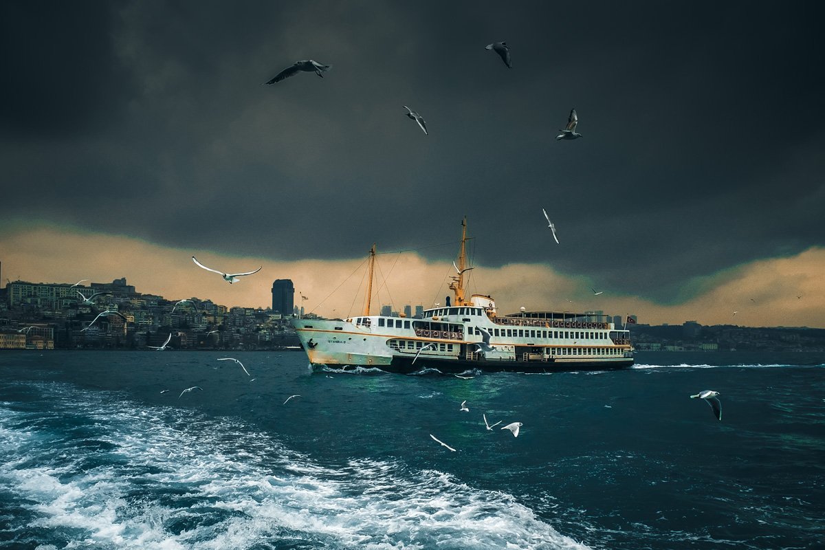чайки, стамбул, пролив, паром, лодка, босфор, strait, seagulls, istanbul, ferry, bosphorus, boat, Дмитрий Тимошин