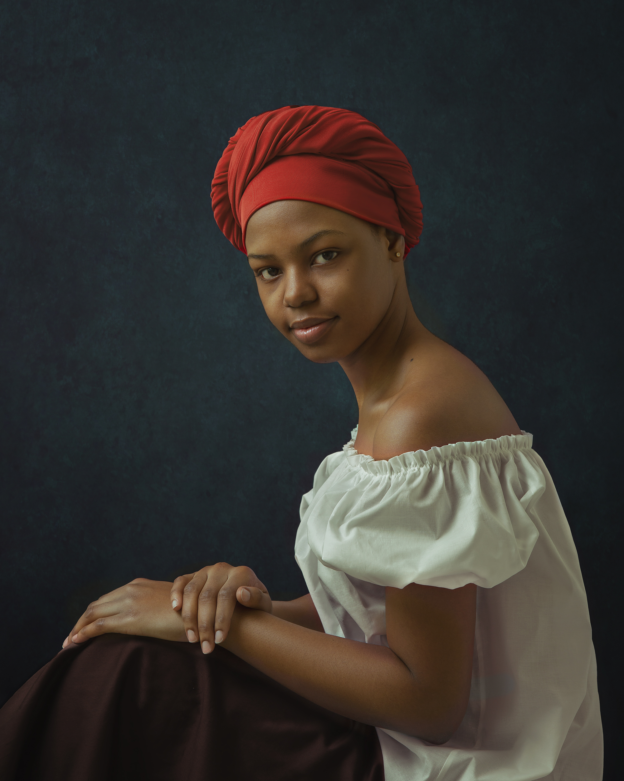 портрет девушка красный тюрбан африканка, Афанасьева Татьяна