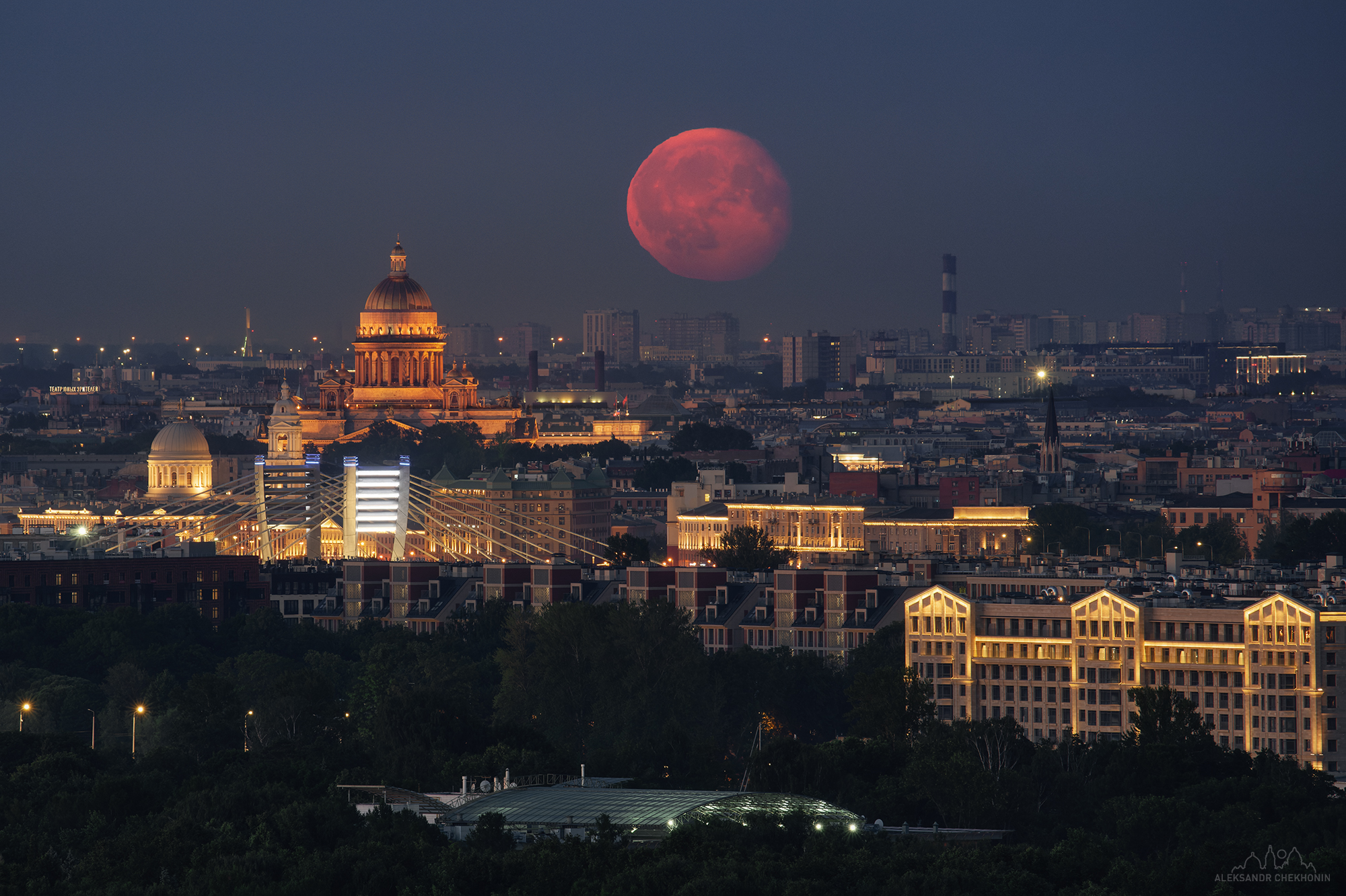 санкт-петербург, Луна, ночной пейзаж, Чехонин Александр