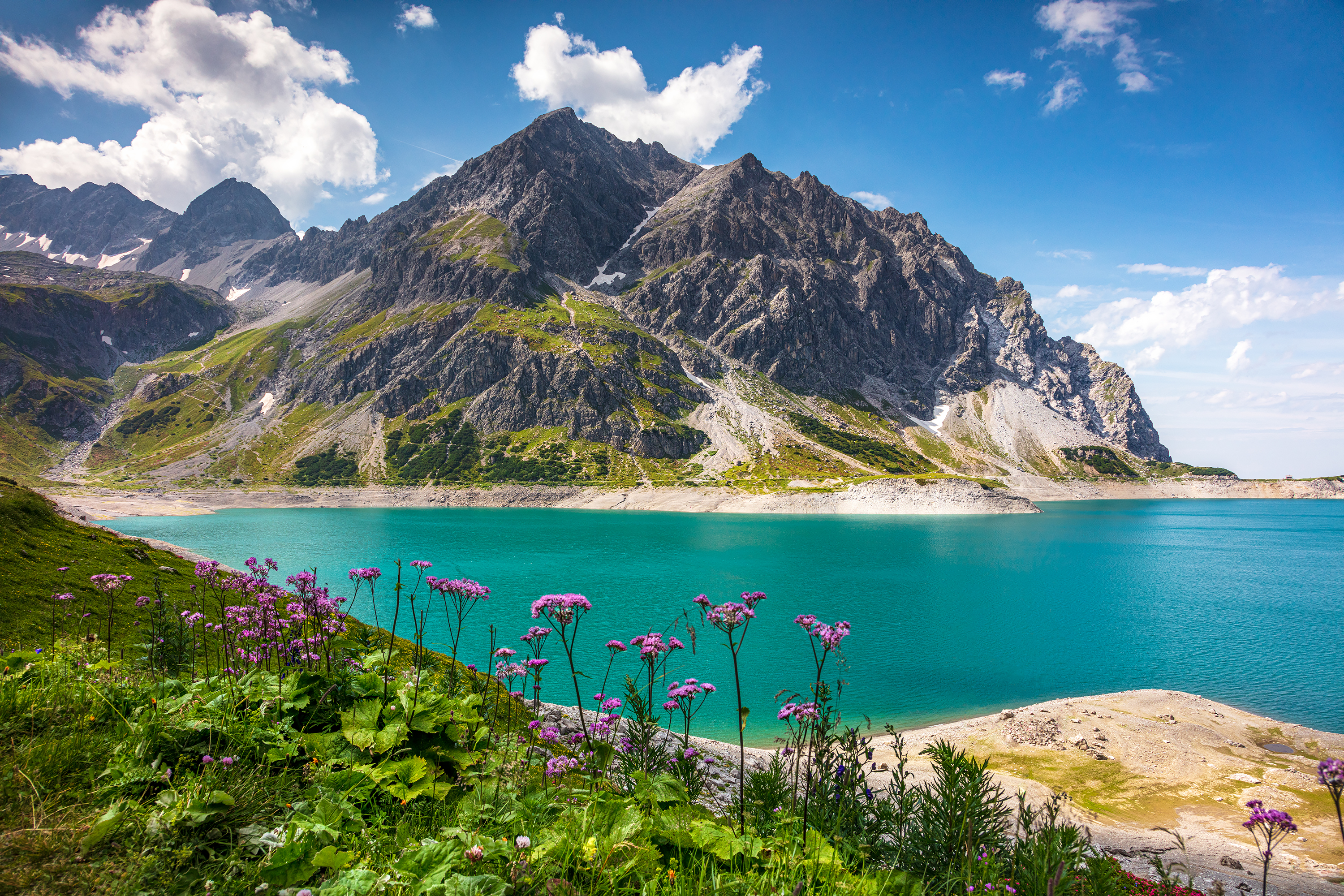 alps, mountains, austria, summer, see, lake,  Gregor