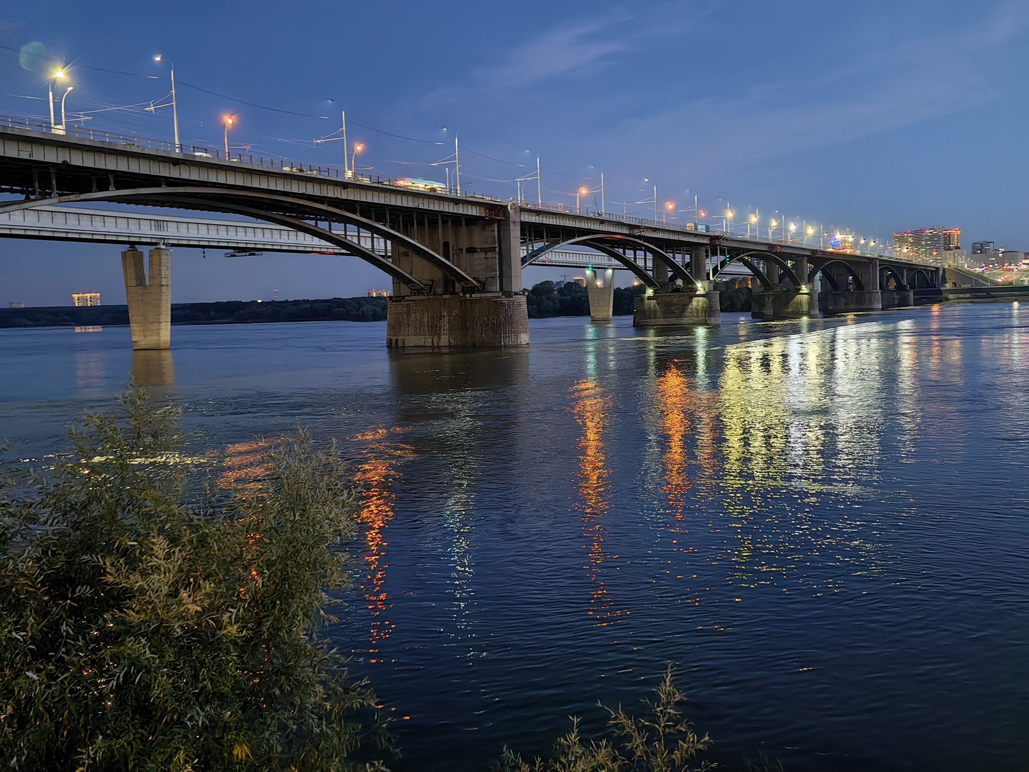 мост,вечер,город,отражение,новосибирск, Козлова Галина