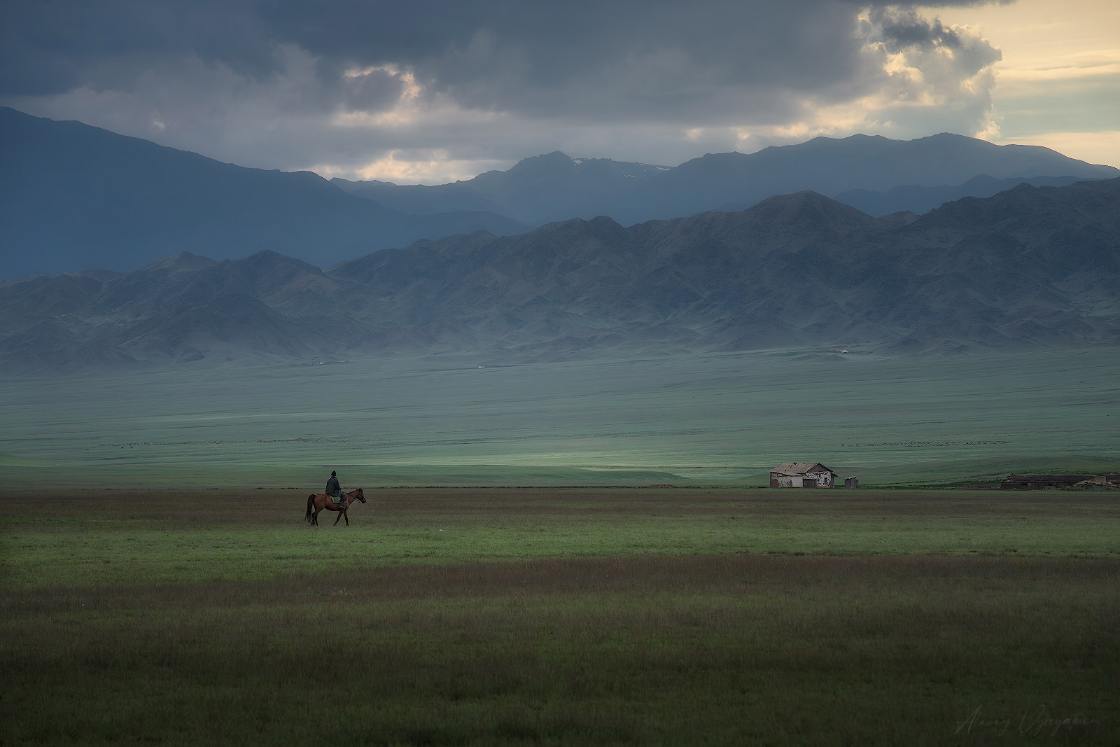 kazakhstan, landscape, light, dreamy, house, clouds, outdoor, Алексей Вымятнин