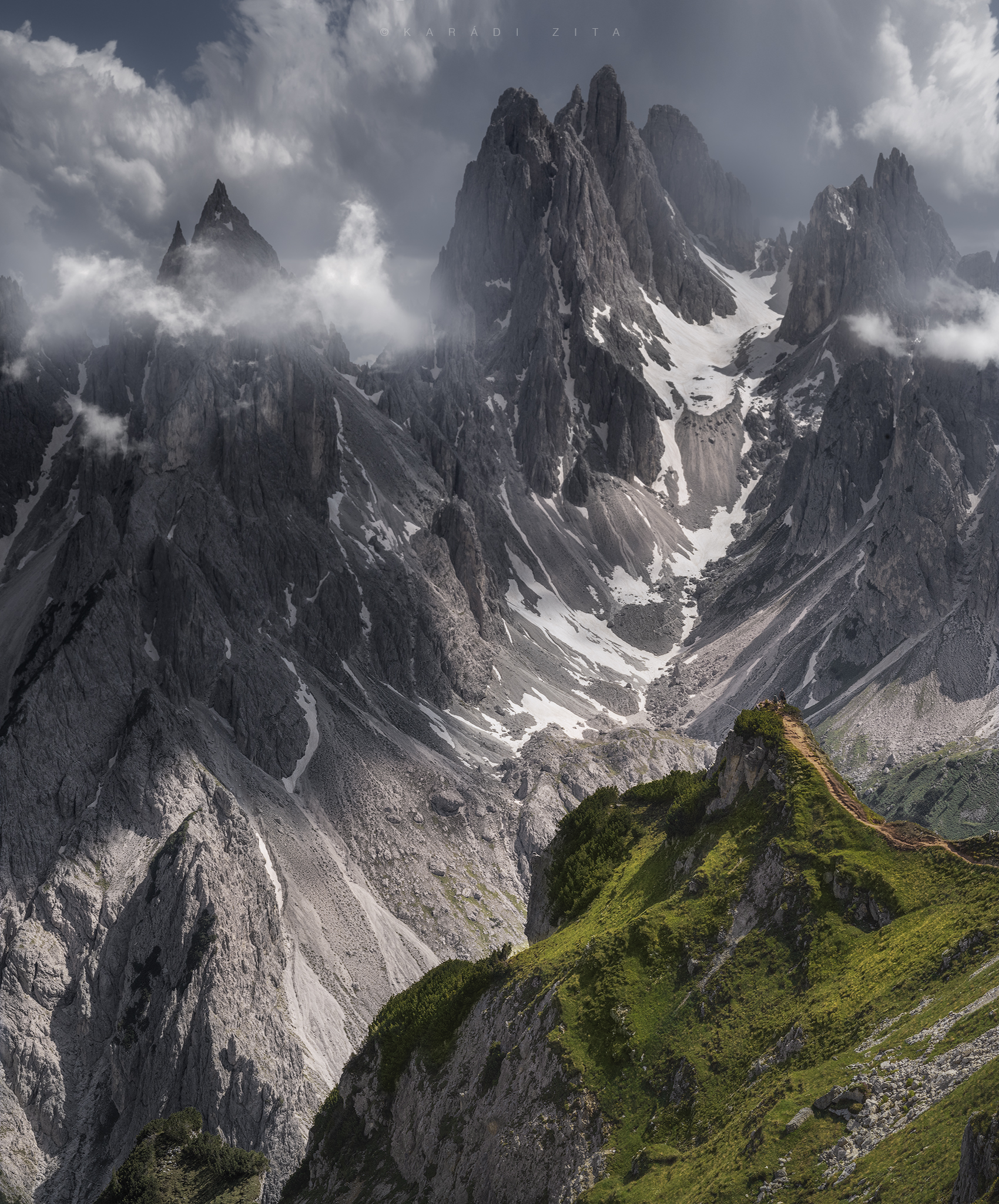 dolomiti, dolomites, sunrise, landscape, sky, sun, mountains, clouds, mountains, italy, Karádi Zita