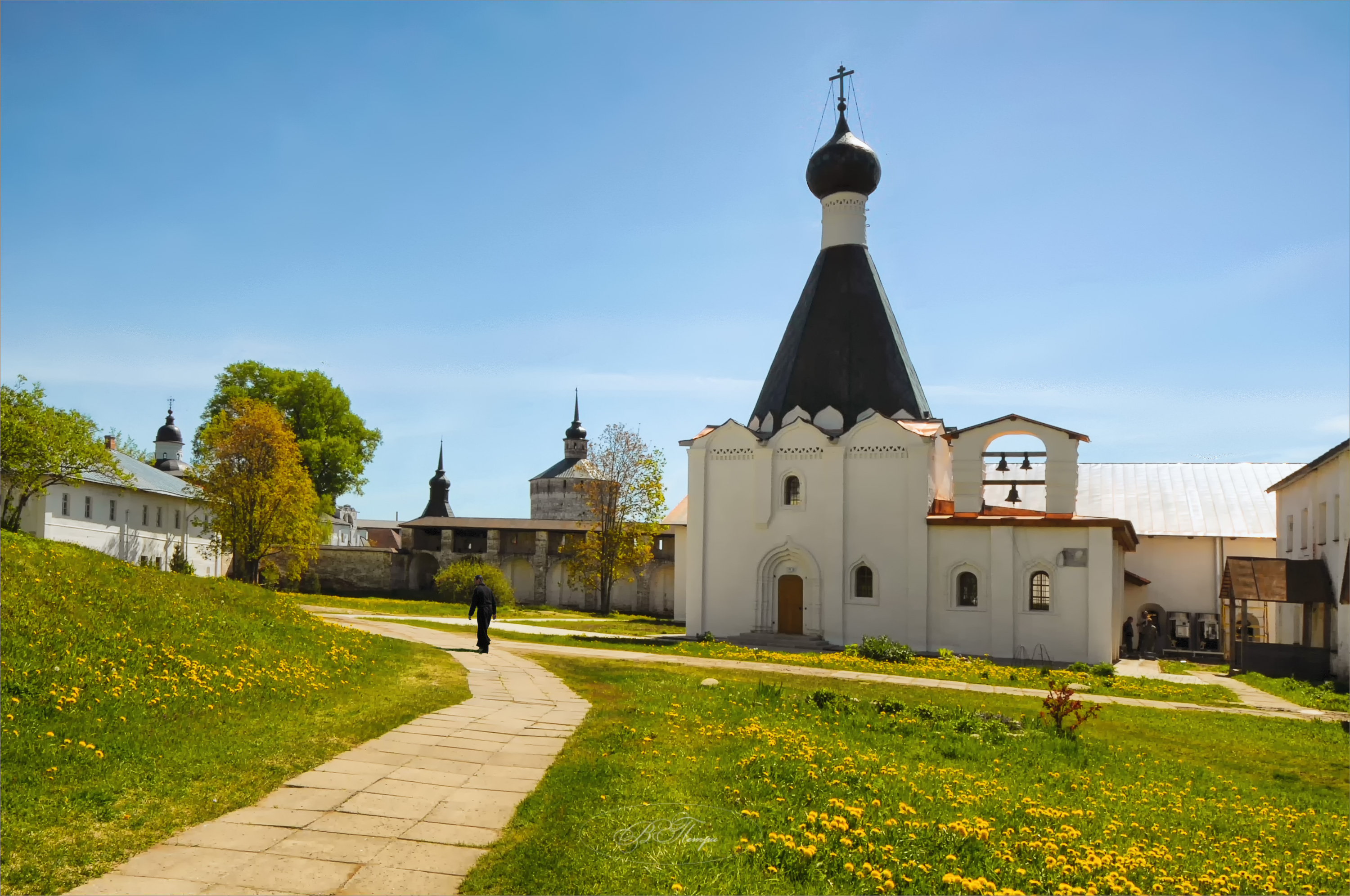 церковь звонница человек одуванчики, Вера Петри