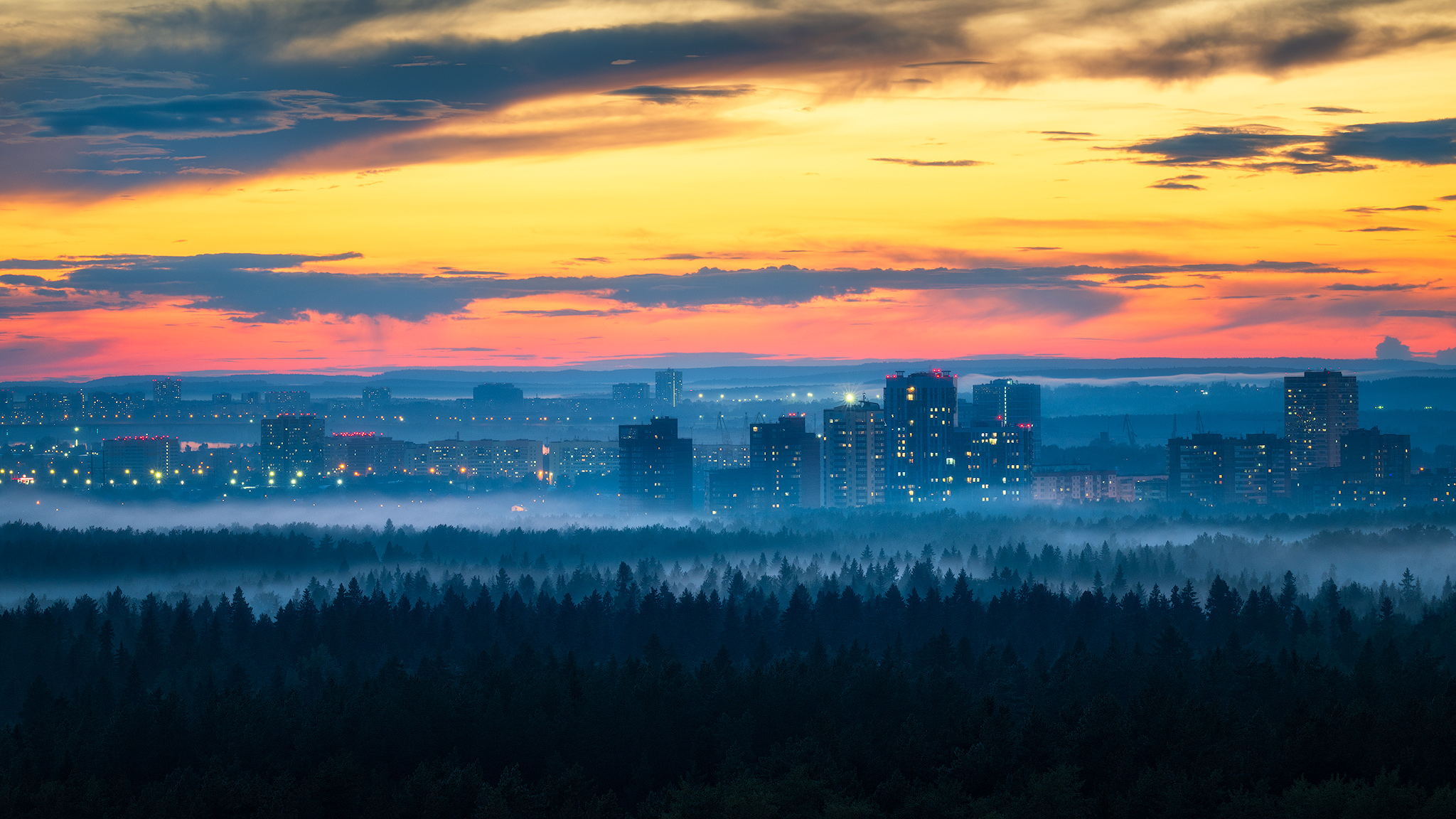 пермь, пейзаж, город. туман, ночь, закат, лес, Кузнецов Кирилл