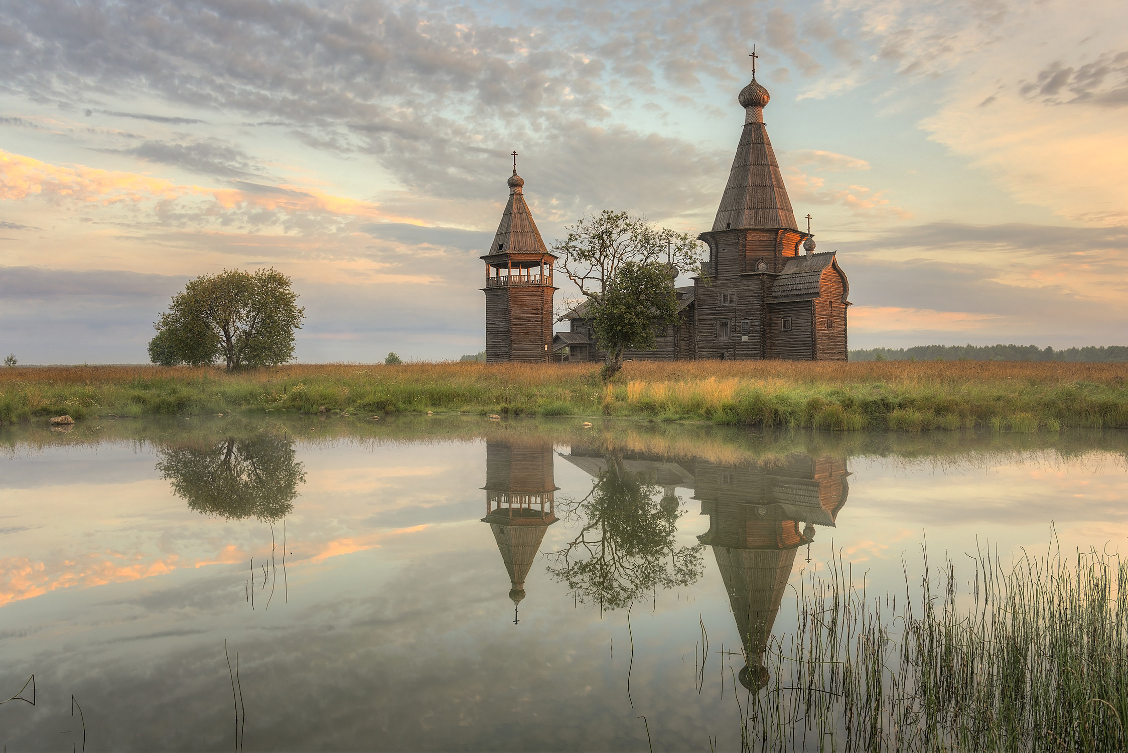 осень, утро, пруд, церковь, колокольня, Гармашов Сергей