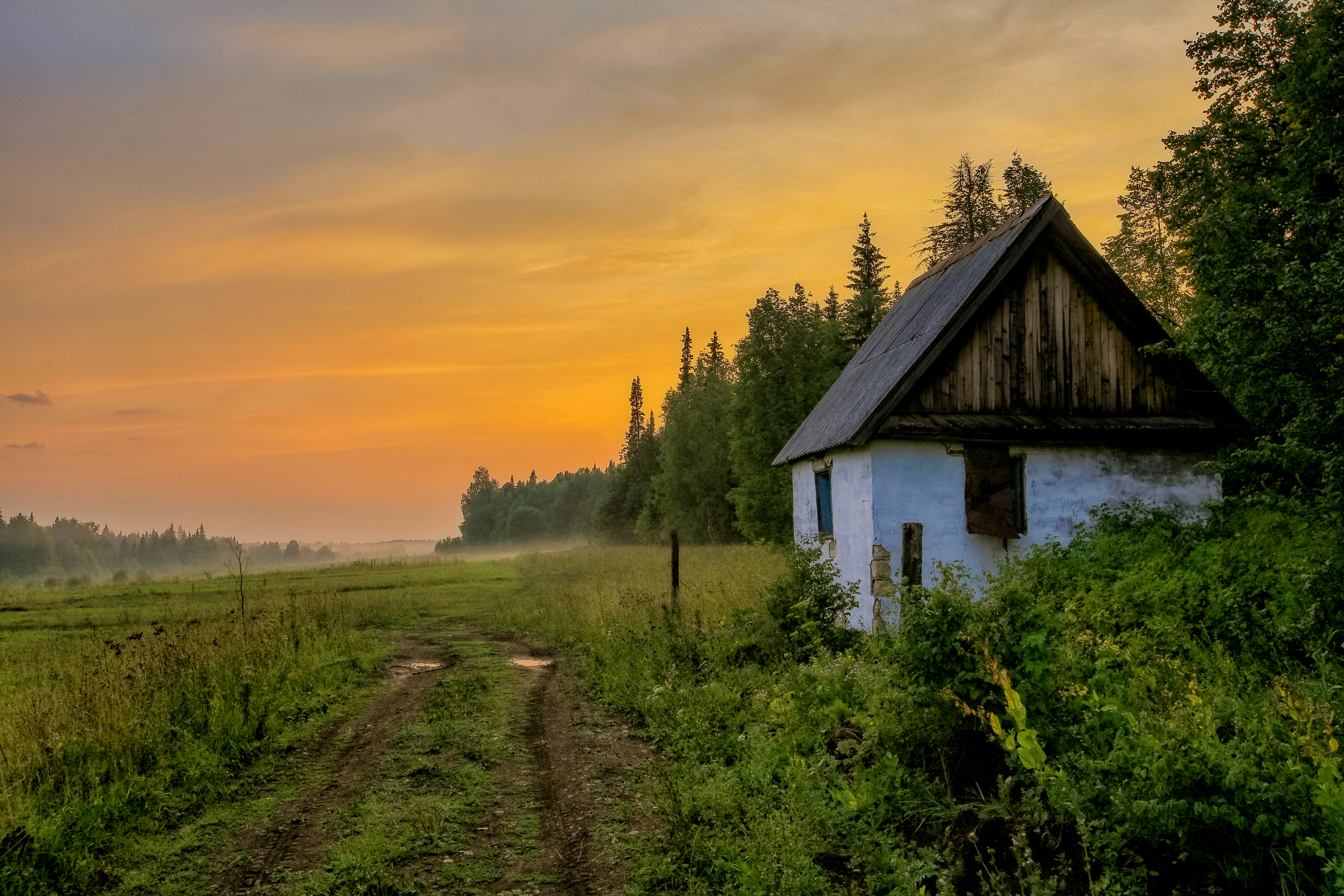 пейзаж, лес, рассвет, дом, пермский край, путешествие, Подосинников Максим