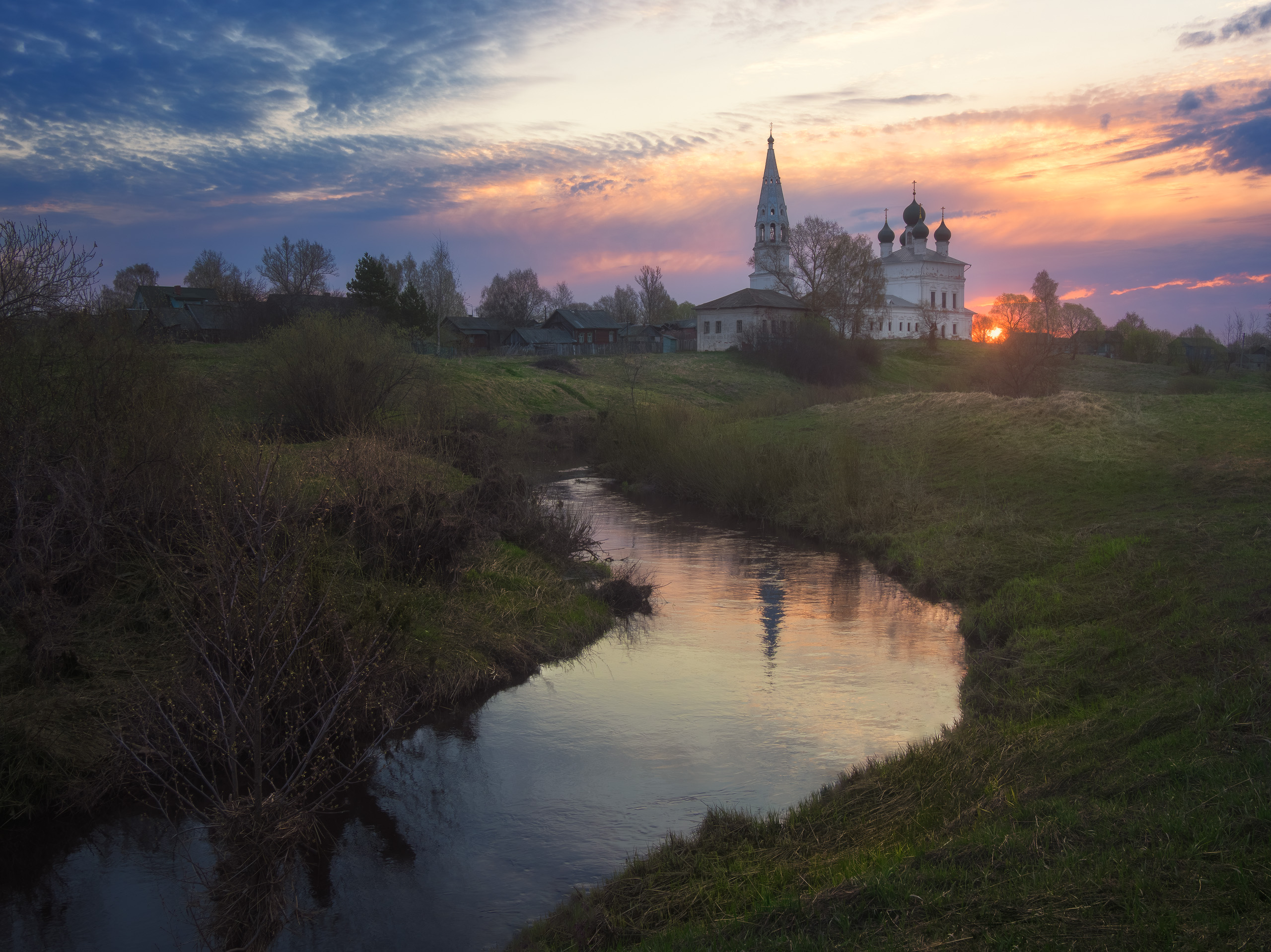 утро, рассвет, церковь, осенево, весна,  Алексей