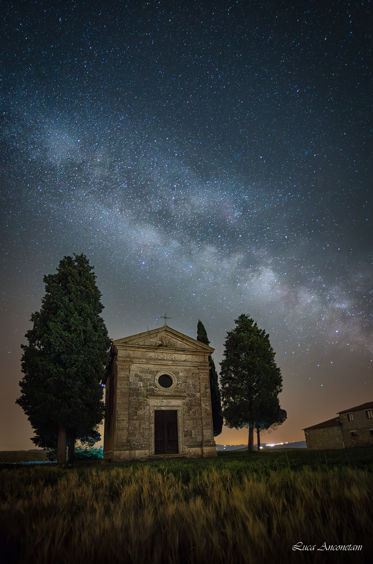 night, tuscany, church, long, exp., milky, way, Anconetani Luca