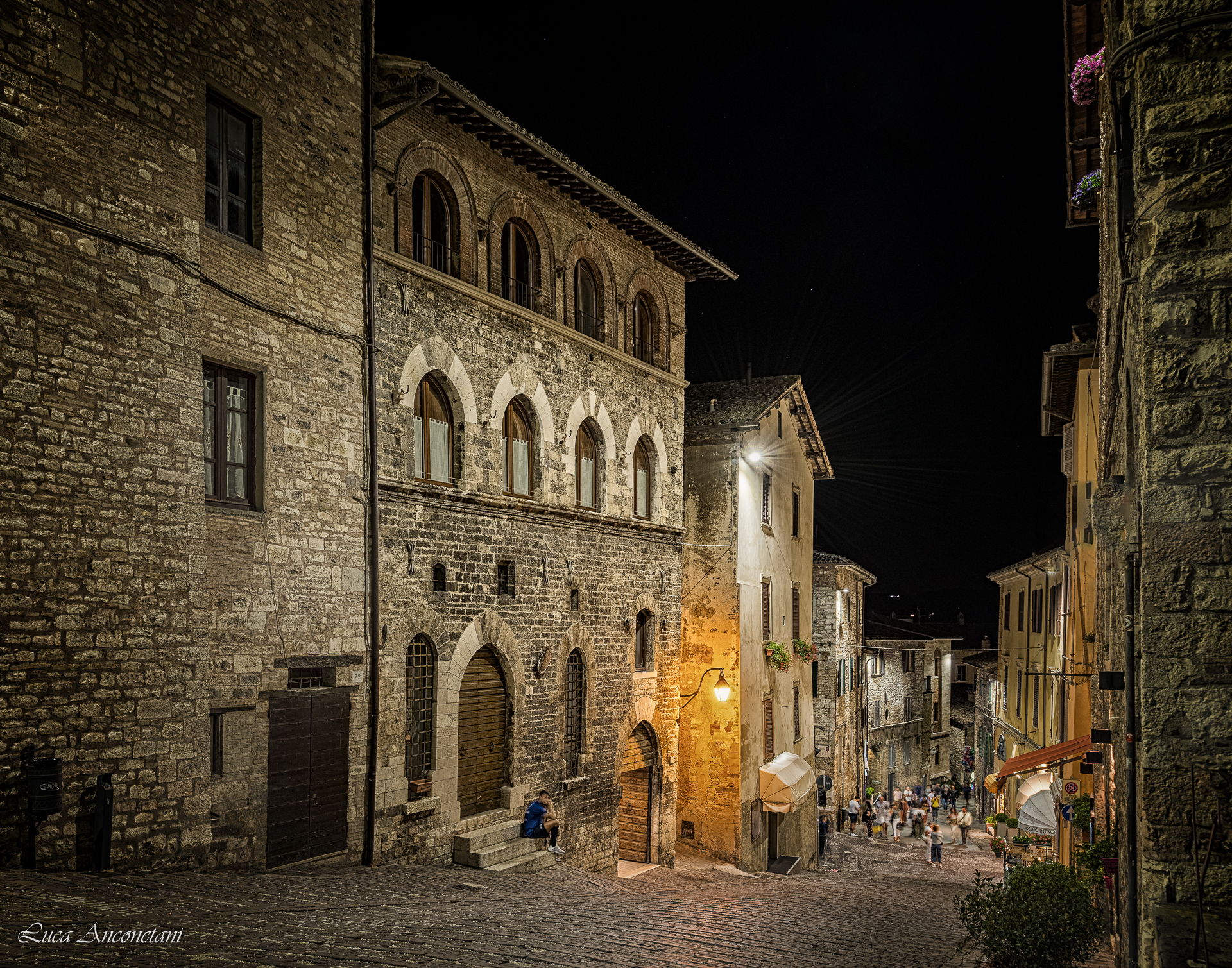 gubbio city italy night street urban umbria, Anconetani Luca