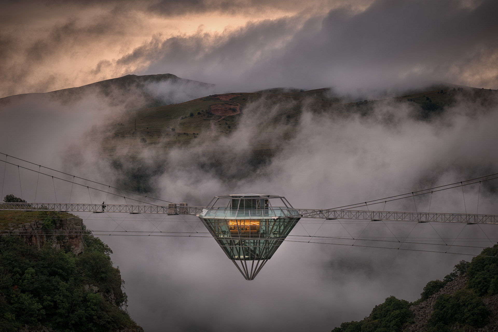 diamond, bridge, sunset, mountains, clouds, weather, landscape, scenery, travel, outdoors, caucasus, sakartvelo, georgia, dashbashi, chizh, Чиж Андрей