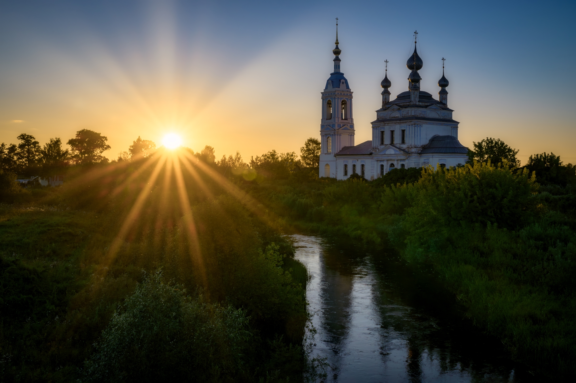 вечер, лето, храм, природа, село, деревня, савинское, церковь, россия, православие, закат, ярославская область, Томислав Ракичевич