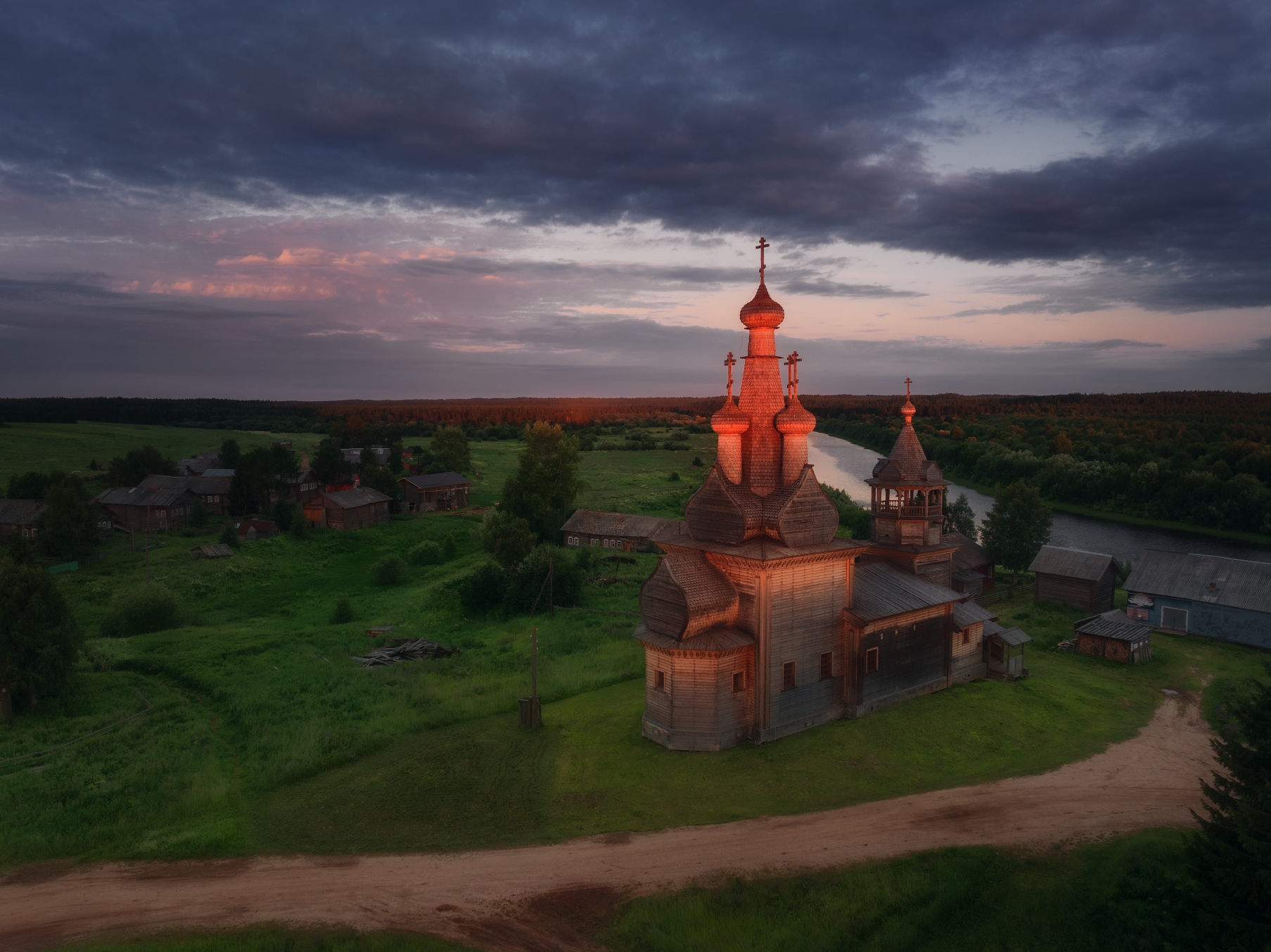 Архангельская область река Кимжа деревня Кимжа рассвет белые ночи, Шишкин Дмитрий