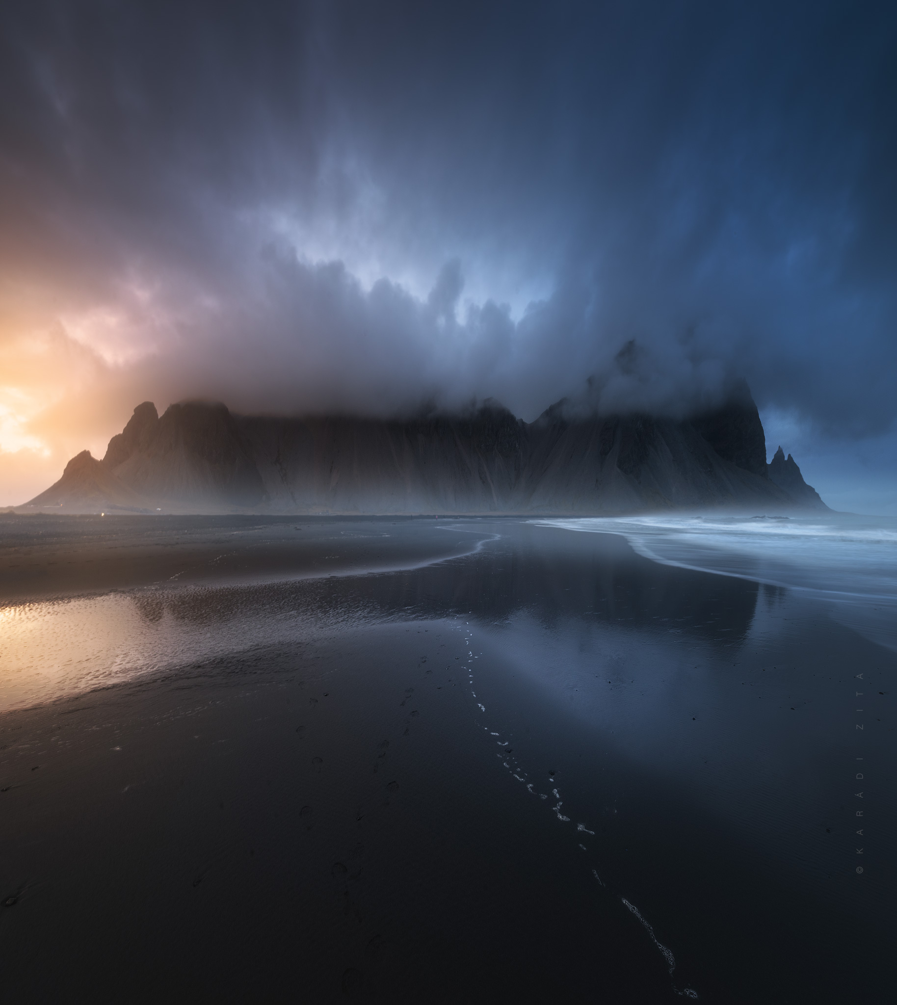 iceland, sunrise, landscape, sky, sun, lights, mountains, mountain, hungarianphotographer, beach, waves, rocks, Karádi Zita