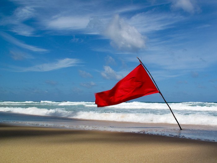 флаг, ветер, пляж, песок, океан, волны, kalabuhov