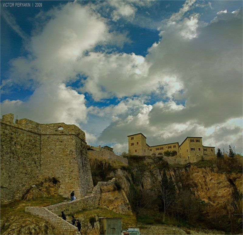ульцин, старые, стены, облака, черногория, Виктор Перякин