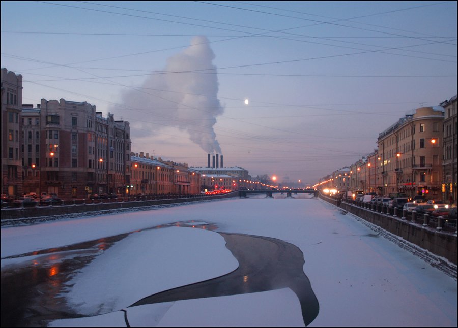 зимнее утро, река Фонтанка, Санкт-Петербург, Андрей Литов
