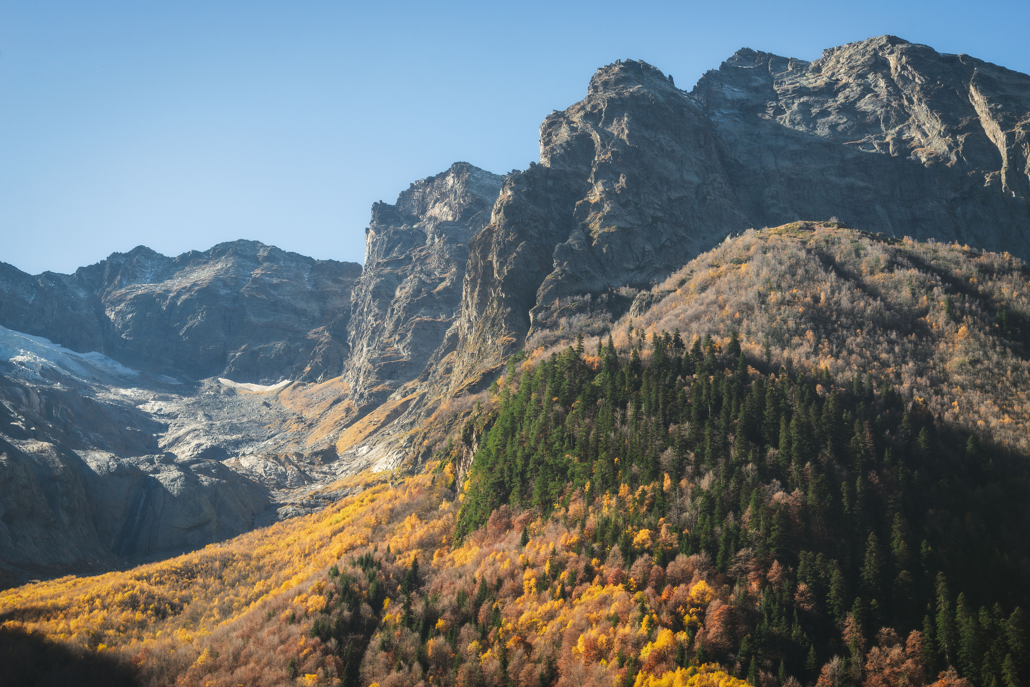 autumn, dombay, mountains, landscape, orange, leaves, pine, caucasus,, Бугримов Егор