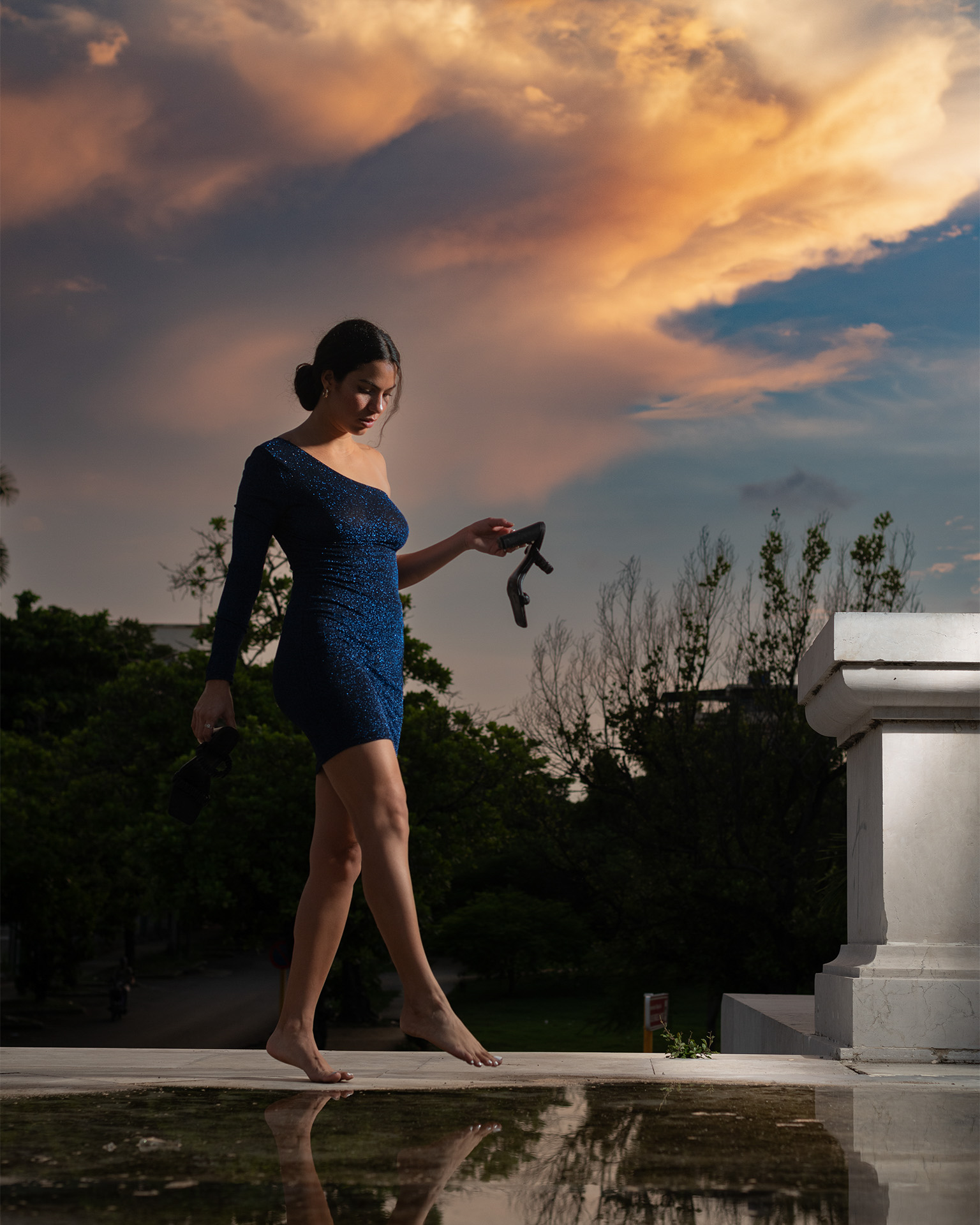 sunset, woman, dress, blue , Abel Cancino Gutierrez