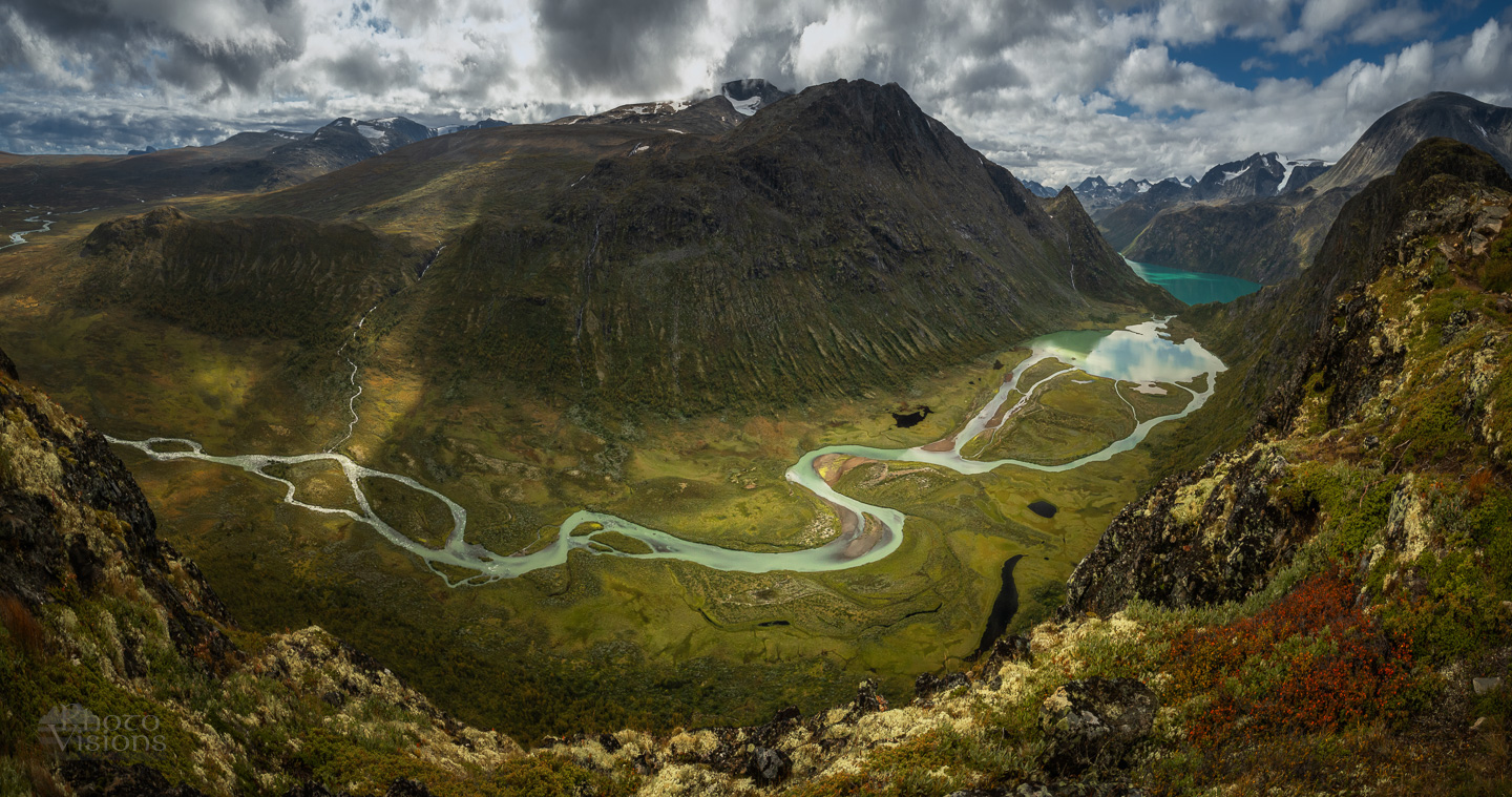 norway,jotunheimen,mountains,river,lake,glacial,valley,landscape,panorama,panoramic,nature,scandinavia,, Photo Visions