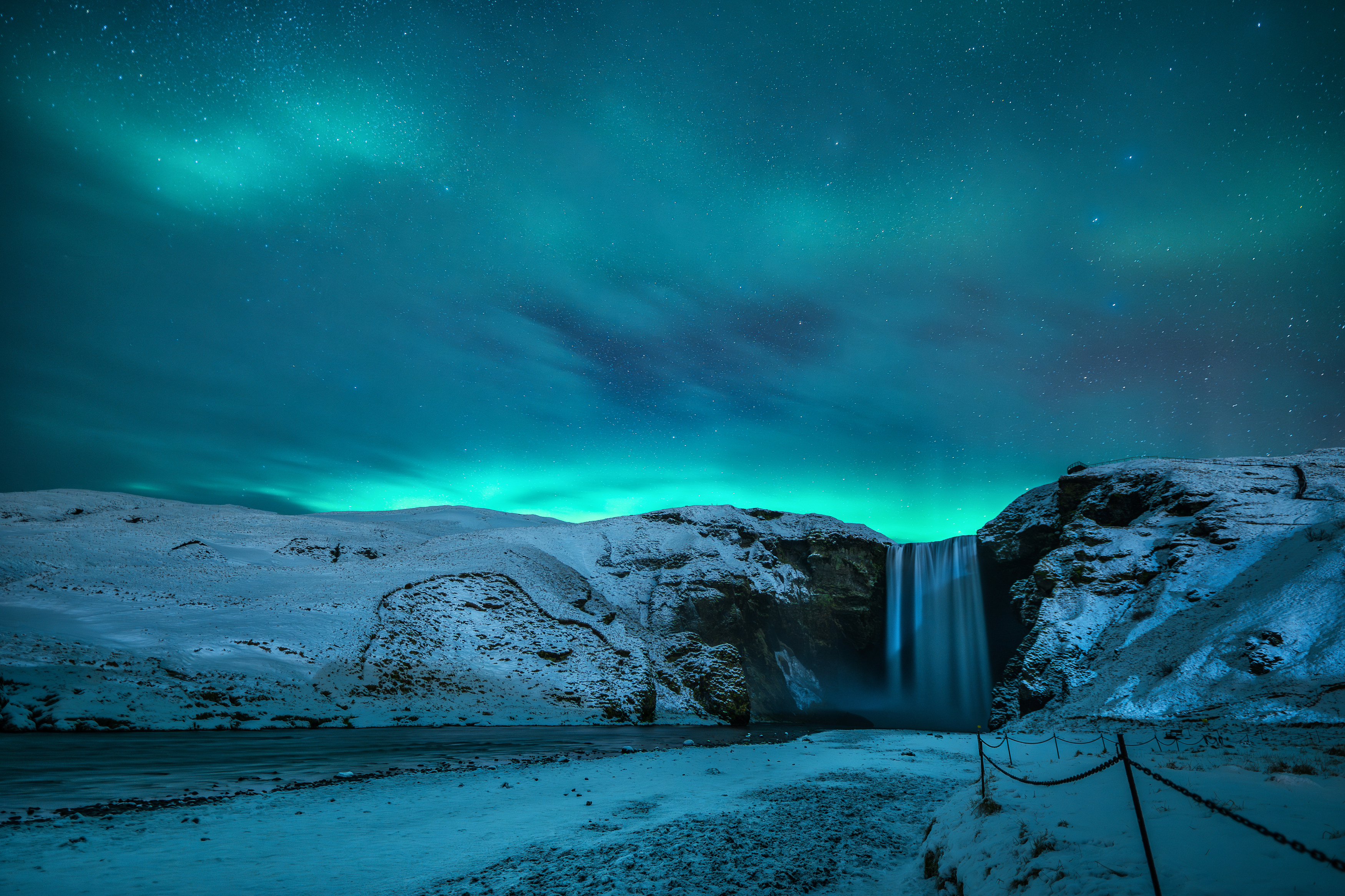 iceland, skogafoss, aurora, northernlights, winter, auroraborealis, Георгий Бычковский