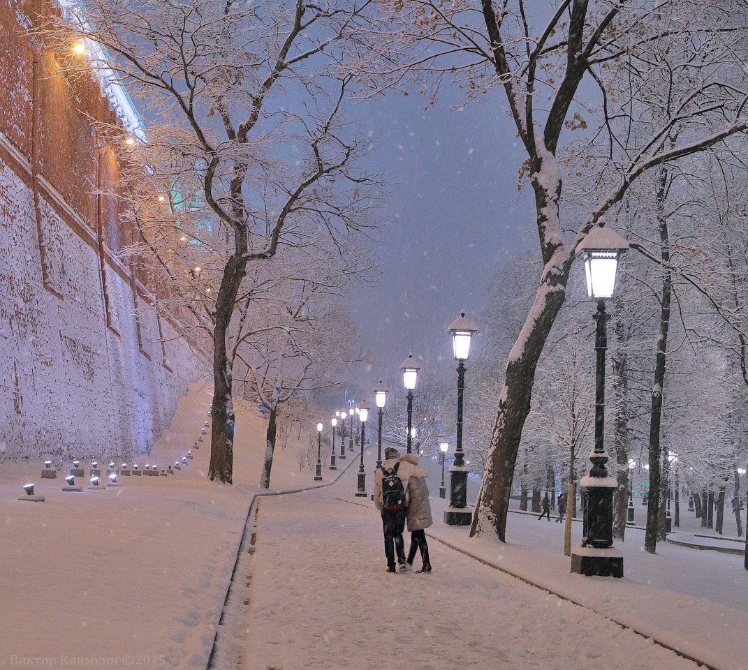 вечер, город, двое, зима, кремль, москва, настроение, пара, снег, Виктор Климкин