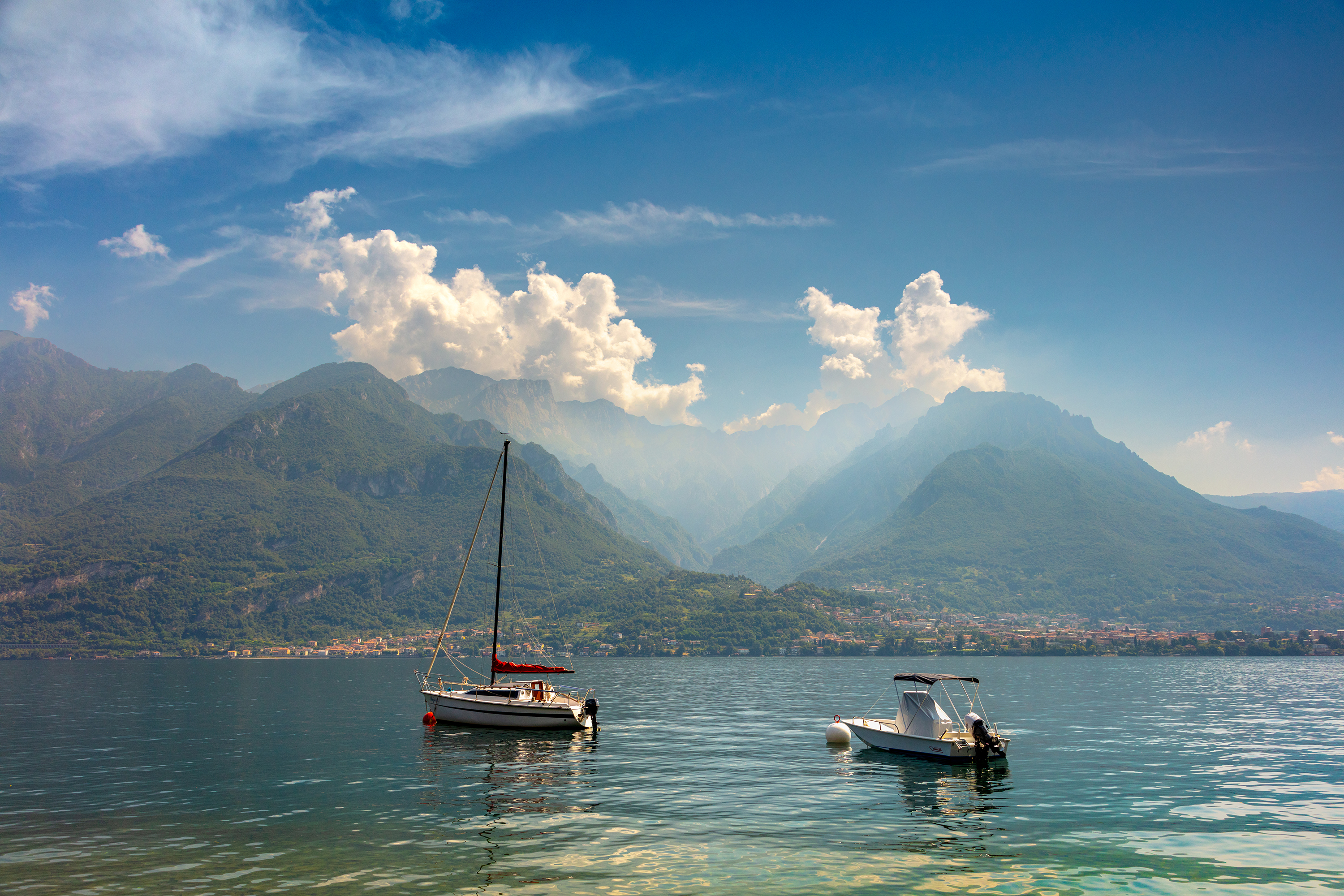 alps, mountains, italy, summer, see, sunset, garda, lake, yacht, sailboat,  Gregor