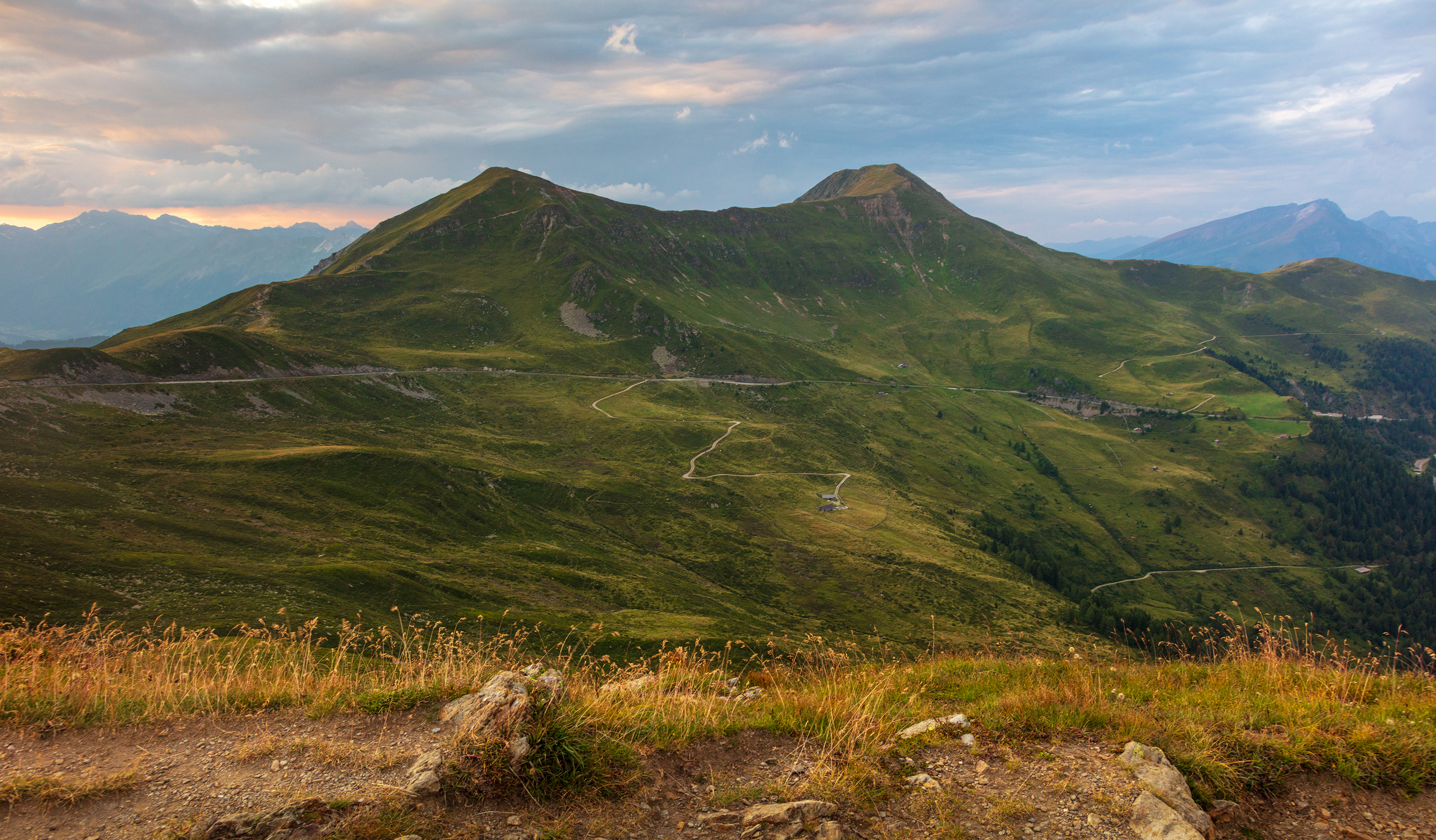 alps, mountains, italy, summer, sunset, green hills, landscapes,,  Gregor