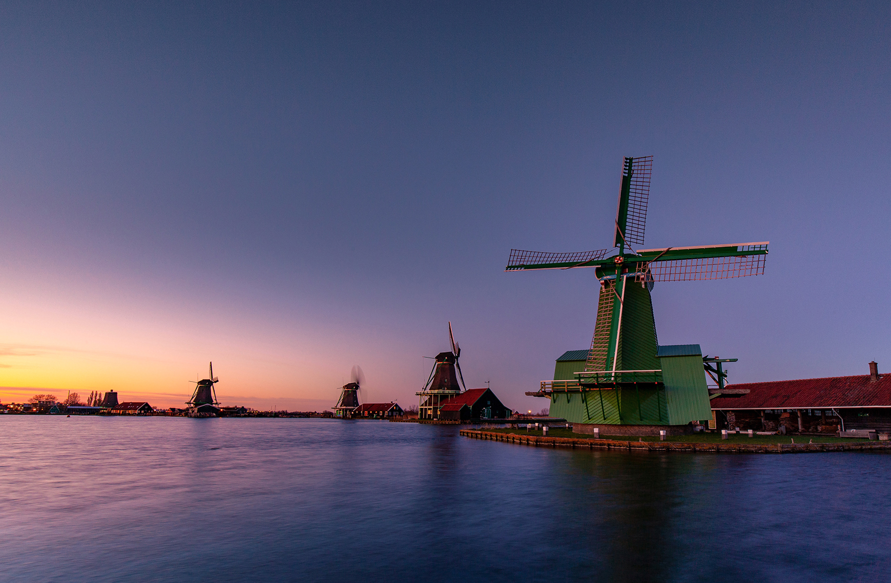 winter, see, windmill, netherlands, sunset, lake,  Gregor