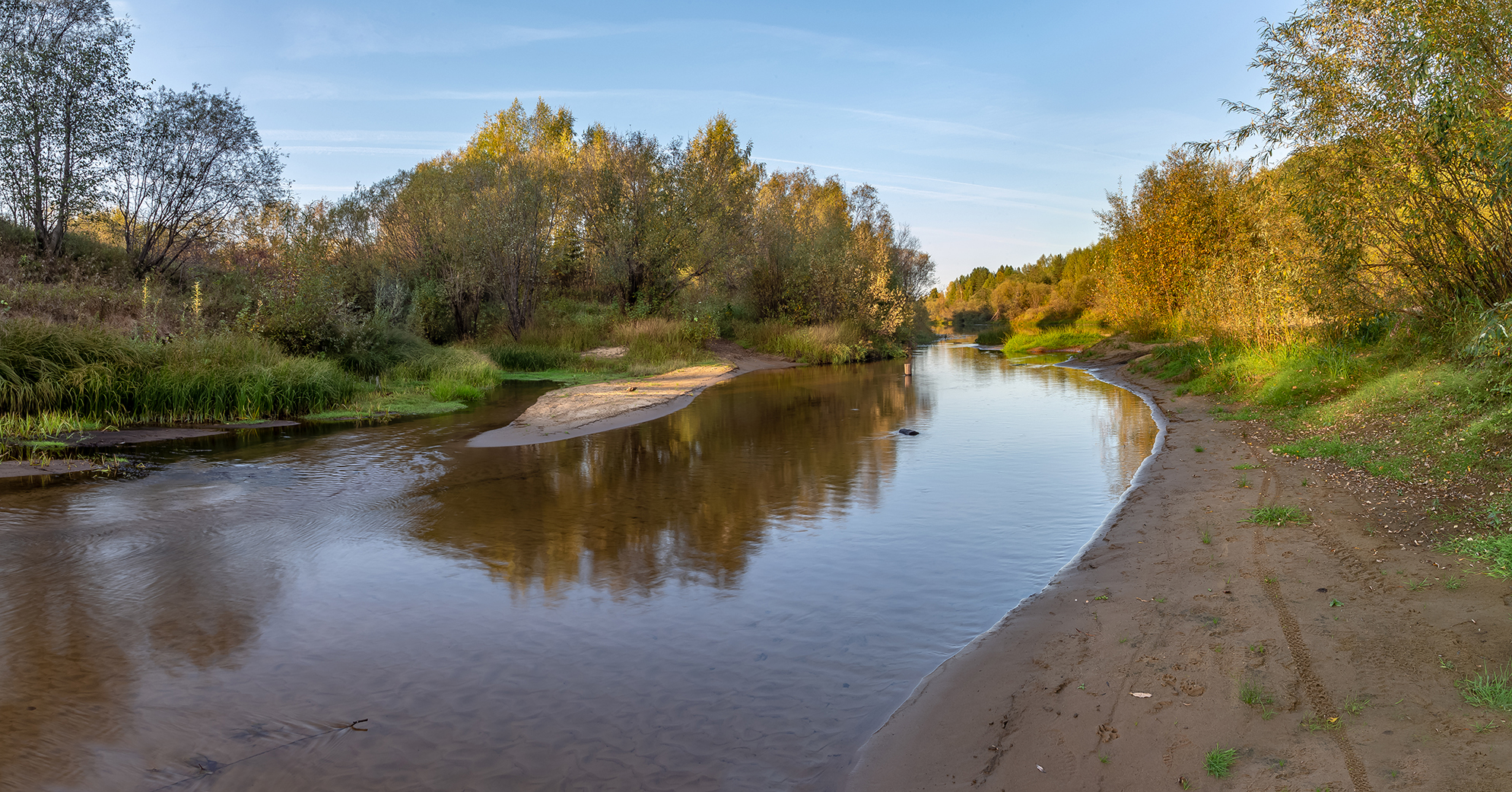 речка, брод, отмель, берег, лес,, Анкудинов Леонид